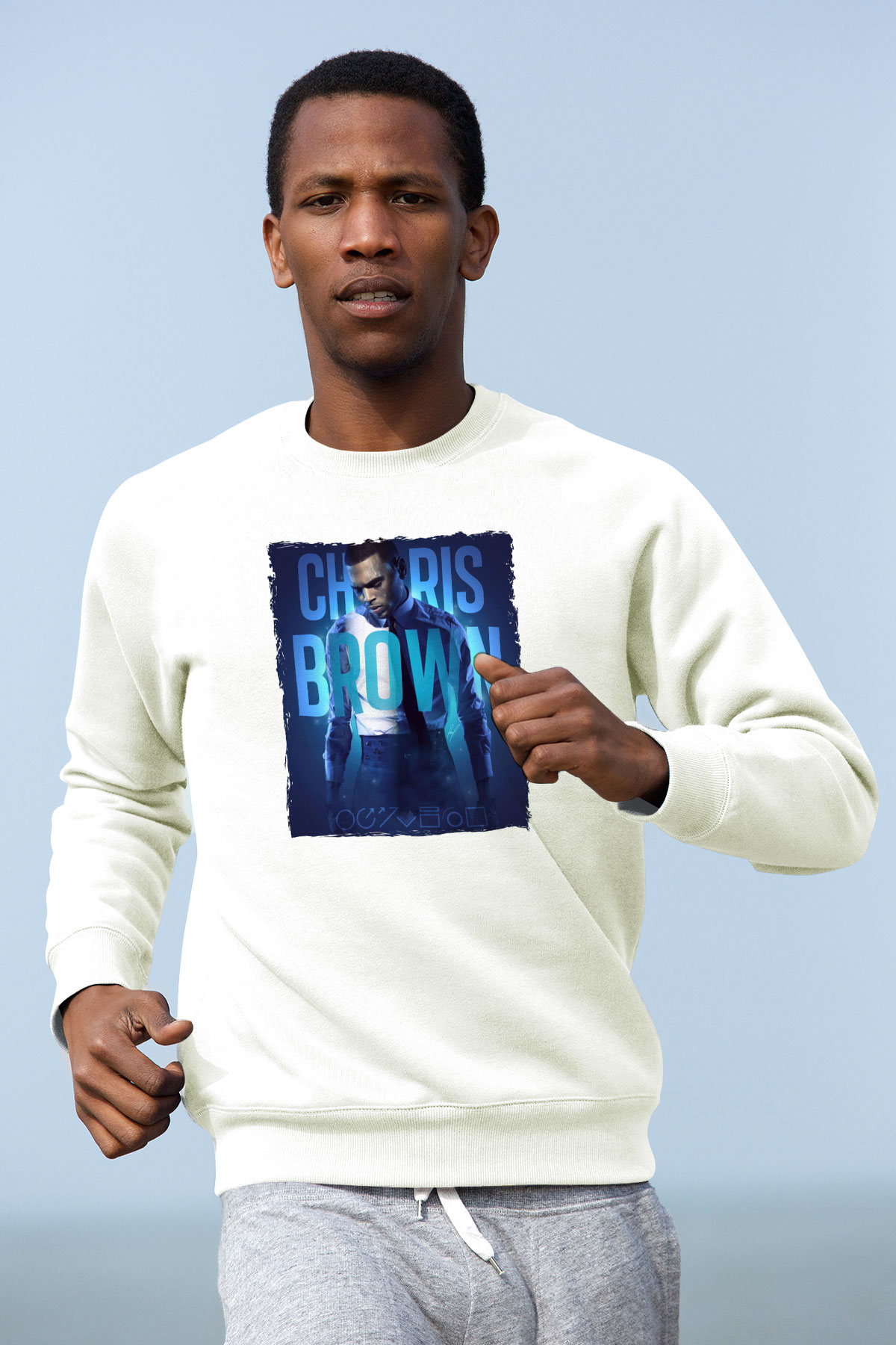 Chris Brown Beyaz Unisex Sweatshirt