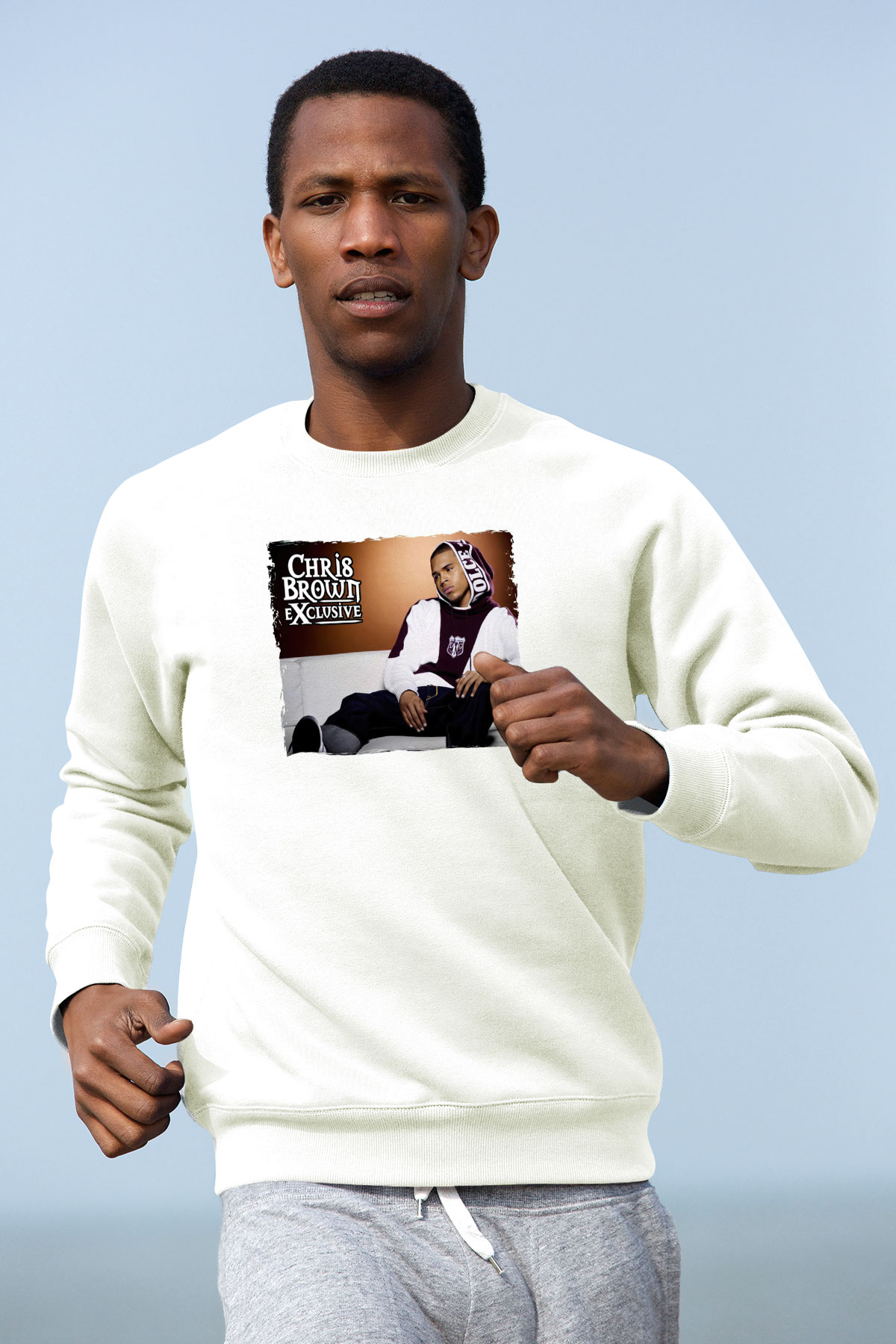 Chris Brown Beyaz Unisex Sweatshirt