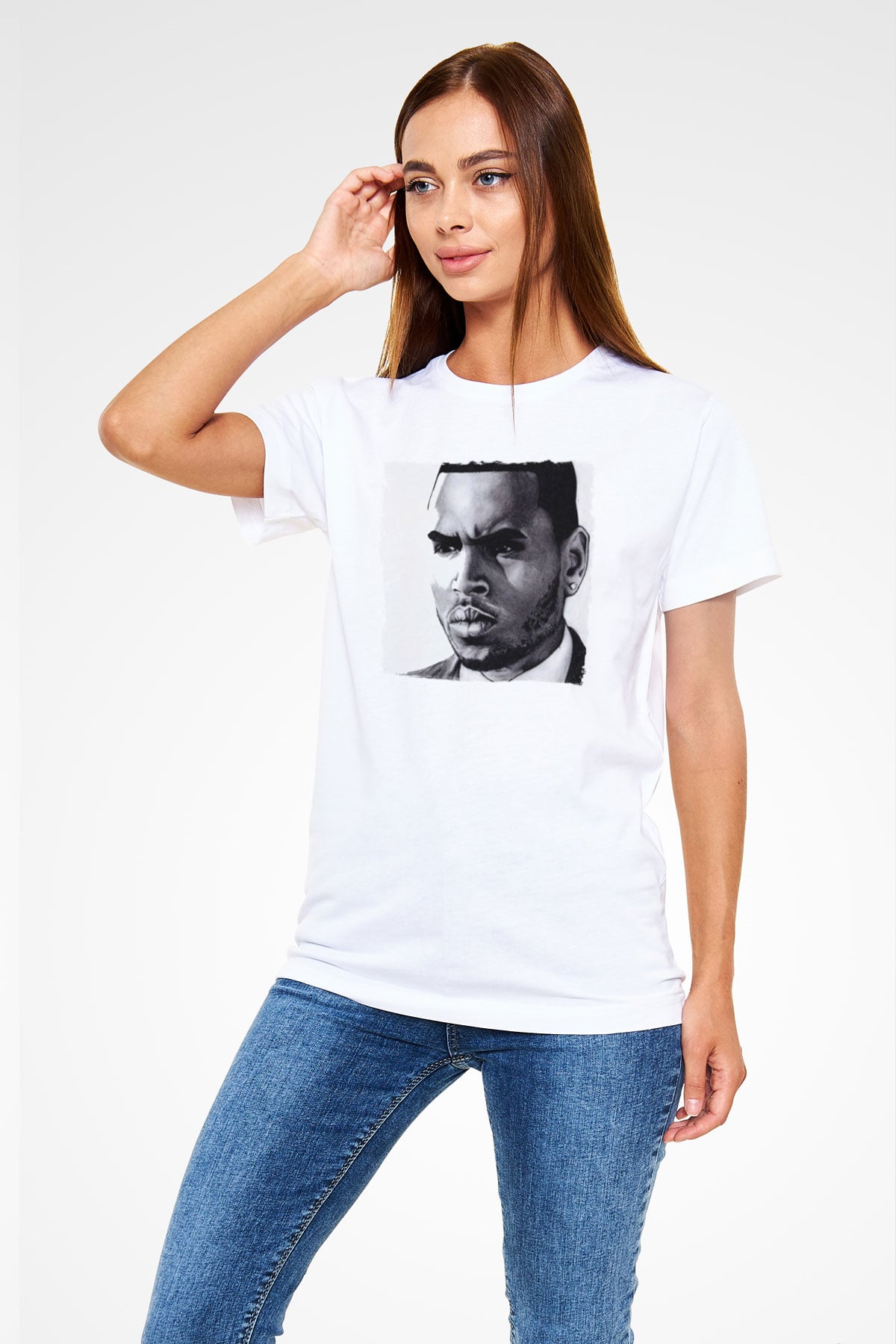 Chris Brown Beyaz Unisex Tişört T-Shirt - TişörtFabrikası