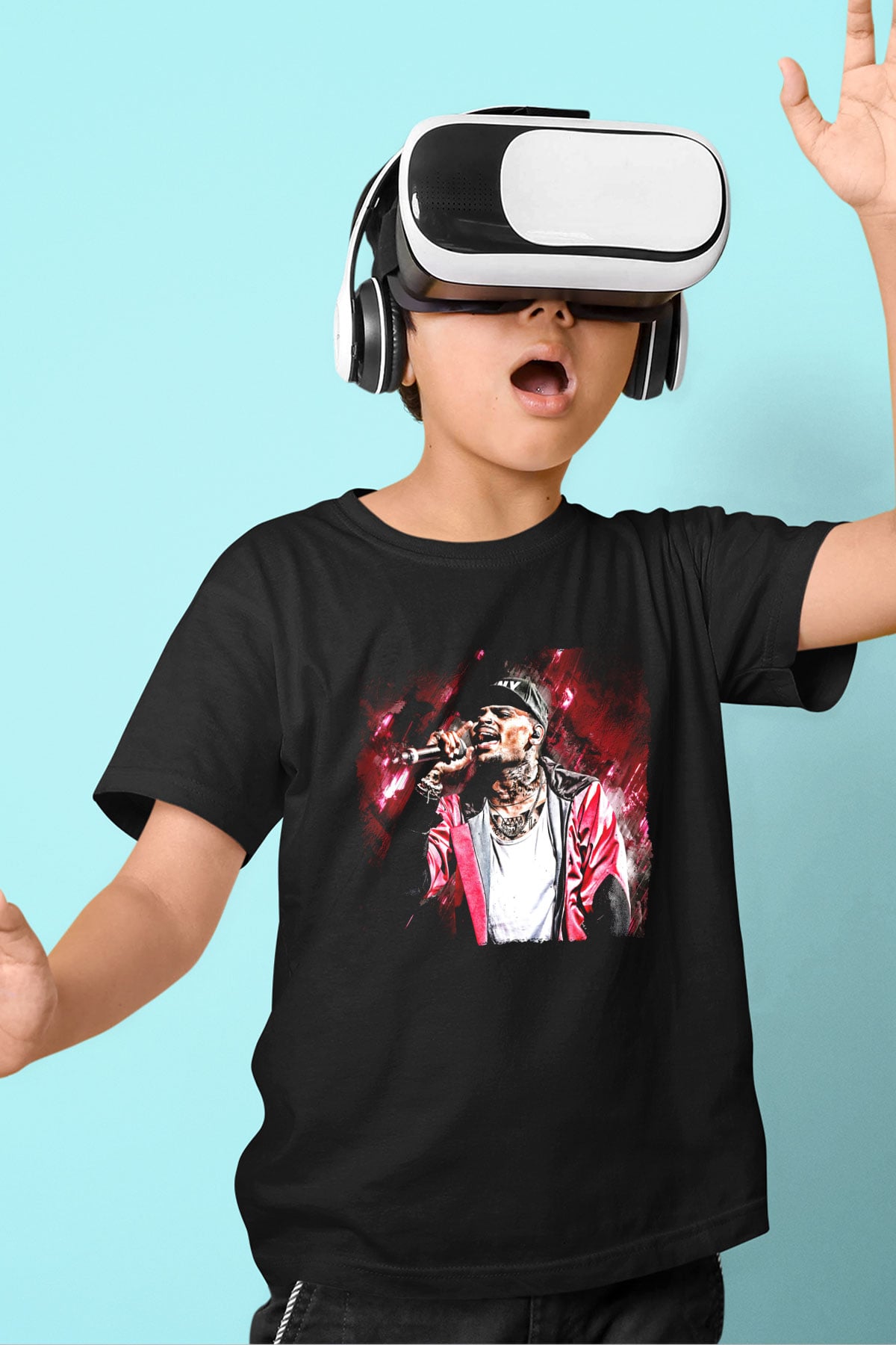 Chris Brown Siyah Unisex Çocuk Tişört