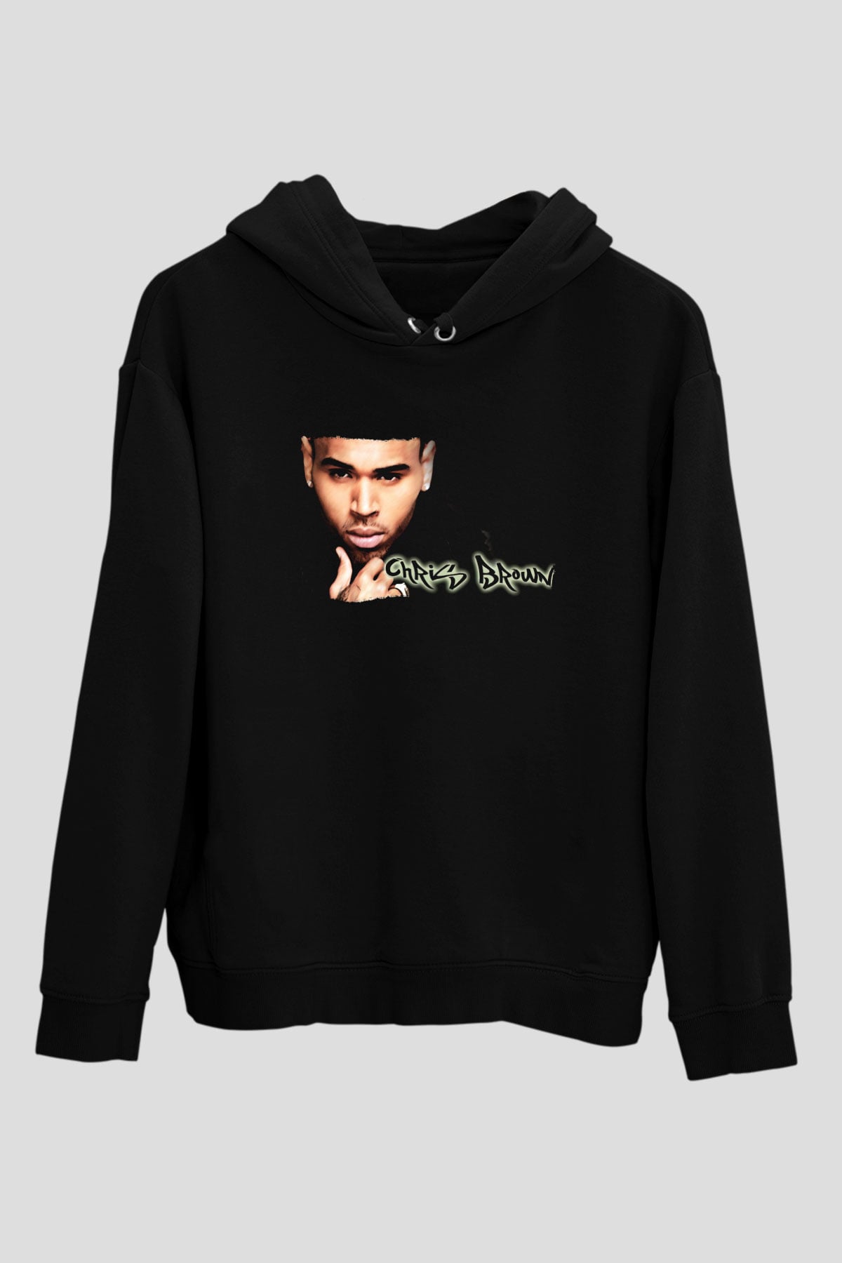Chris Brown Siyah Unisex Kapüşonlu Sweatshirt