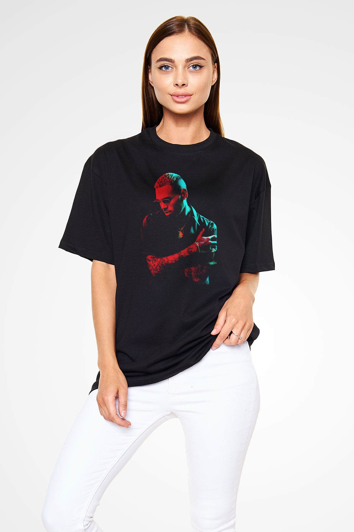 Chris Brown Siyah Unisex Oversize Tişört T-Shirt
