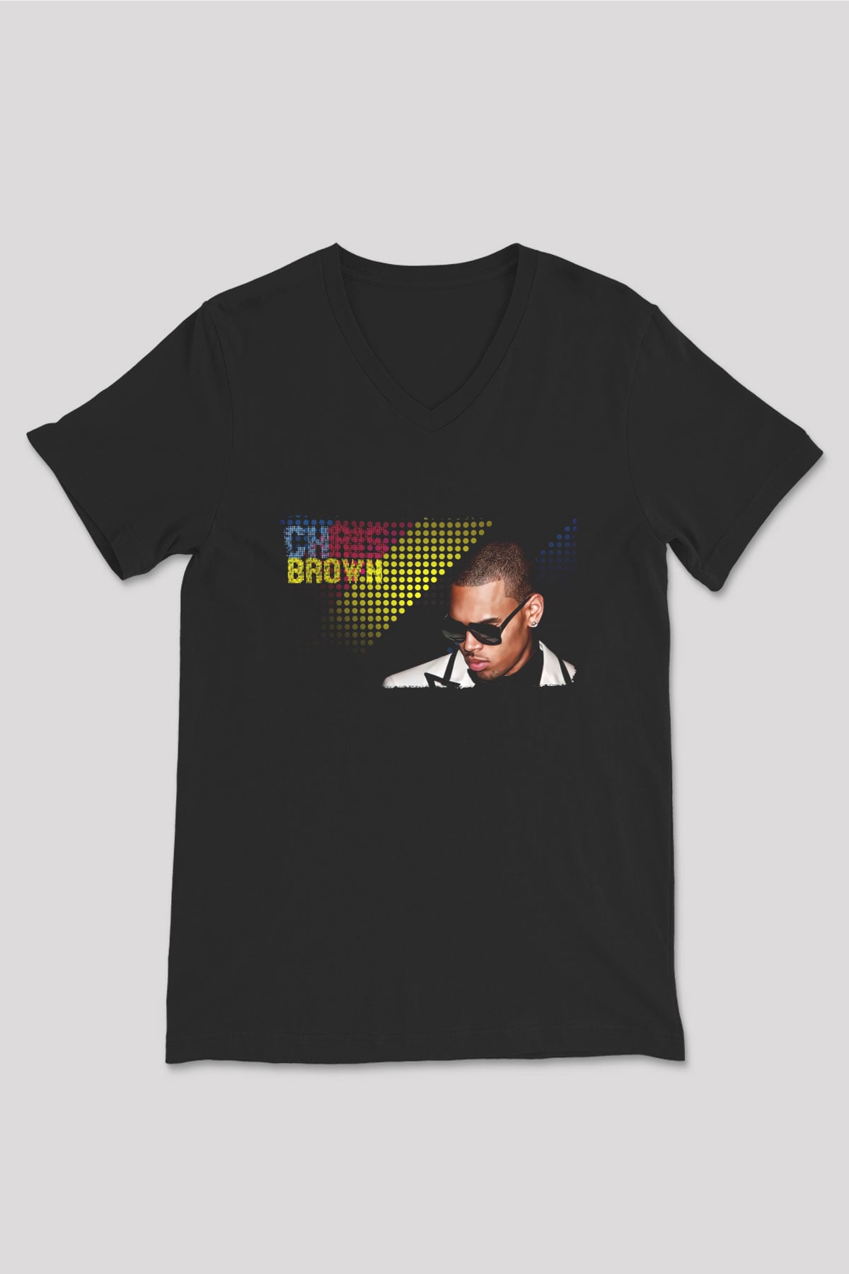 Chris Brown Siyah Unisex V Yaka Tişört