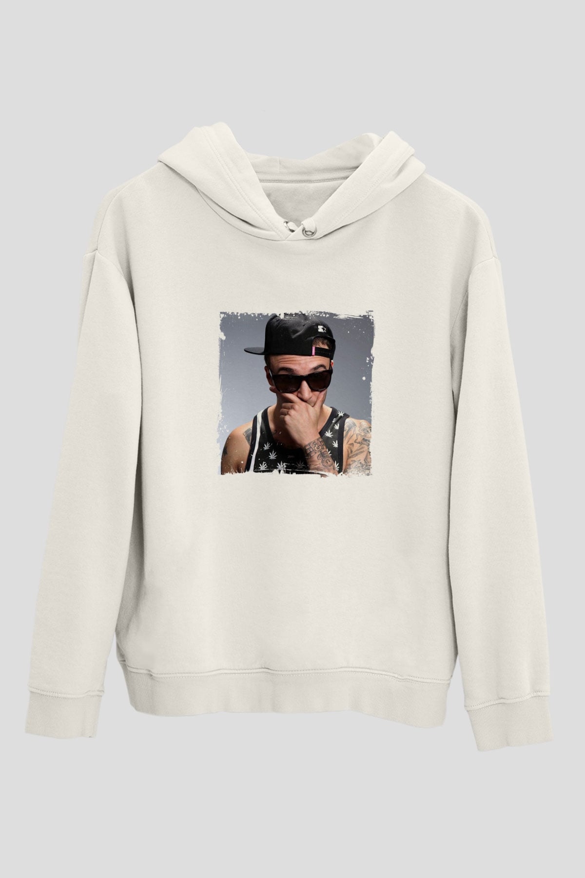 Chris Webby Baskılı Unisex Beyaz Kapüşonlu Sweatshirt