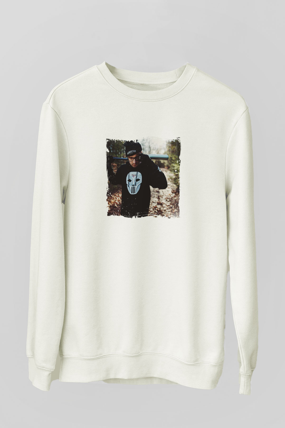 Chris Webby Baskılı Unisex Beyaz Sweatshirt