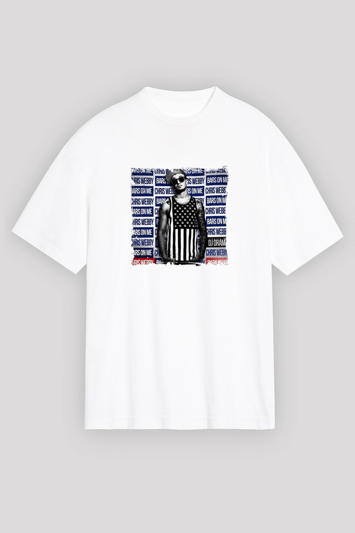 Chris Webby Baskılı Oversize Beyaz Tişört