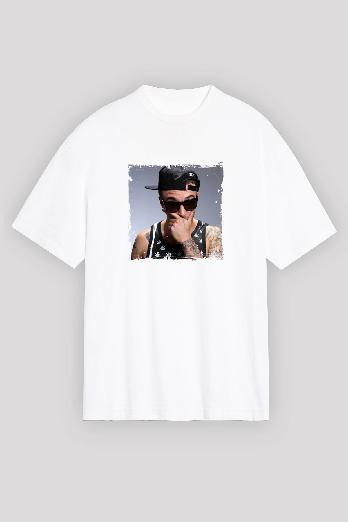 Chris Webby Baskılı Oversize Beyaz Tişört