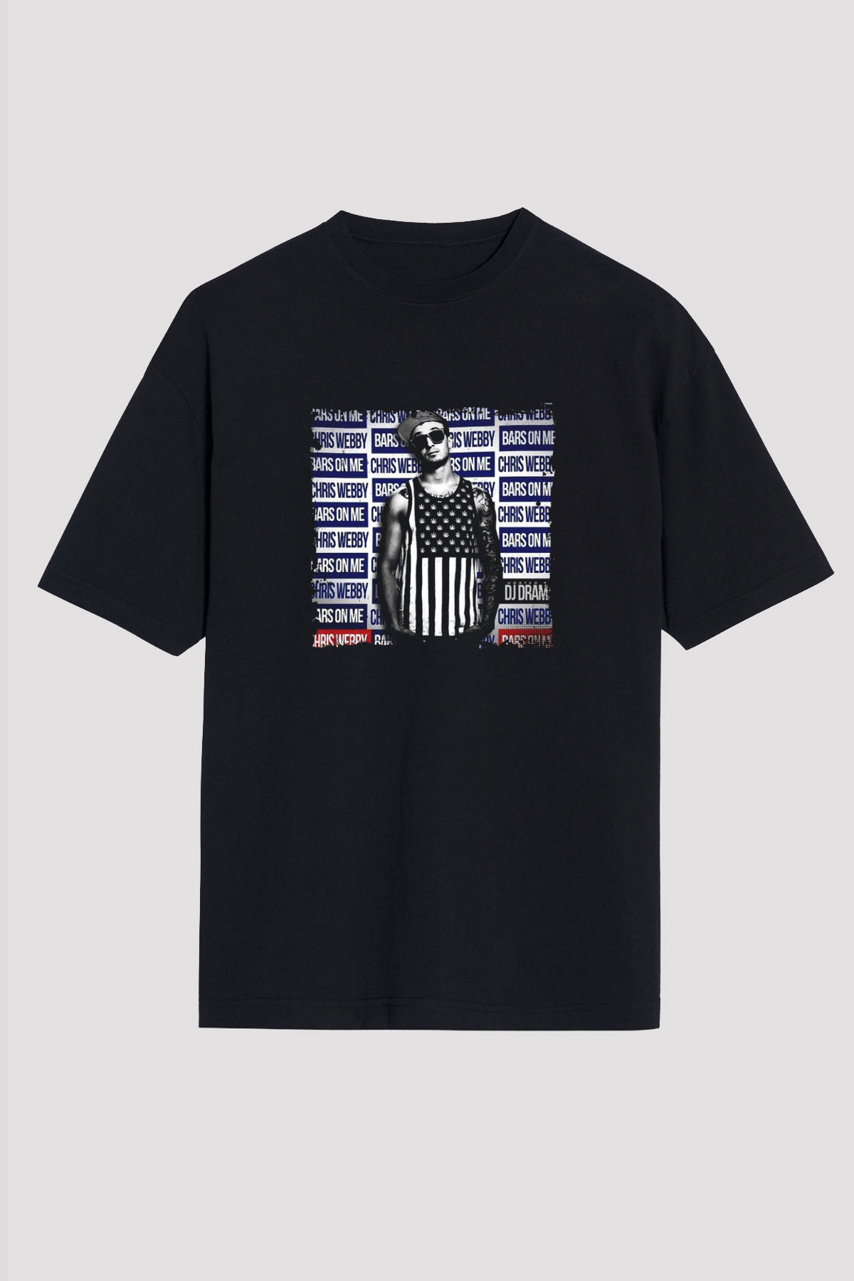 Chris Webby Baskılı Unisex Oversize Siyah Tişört