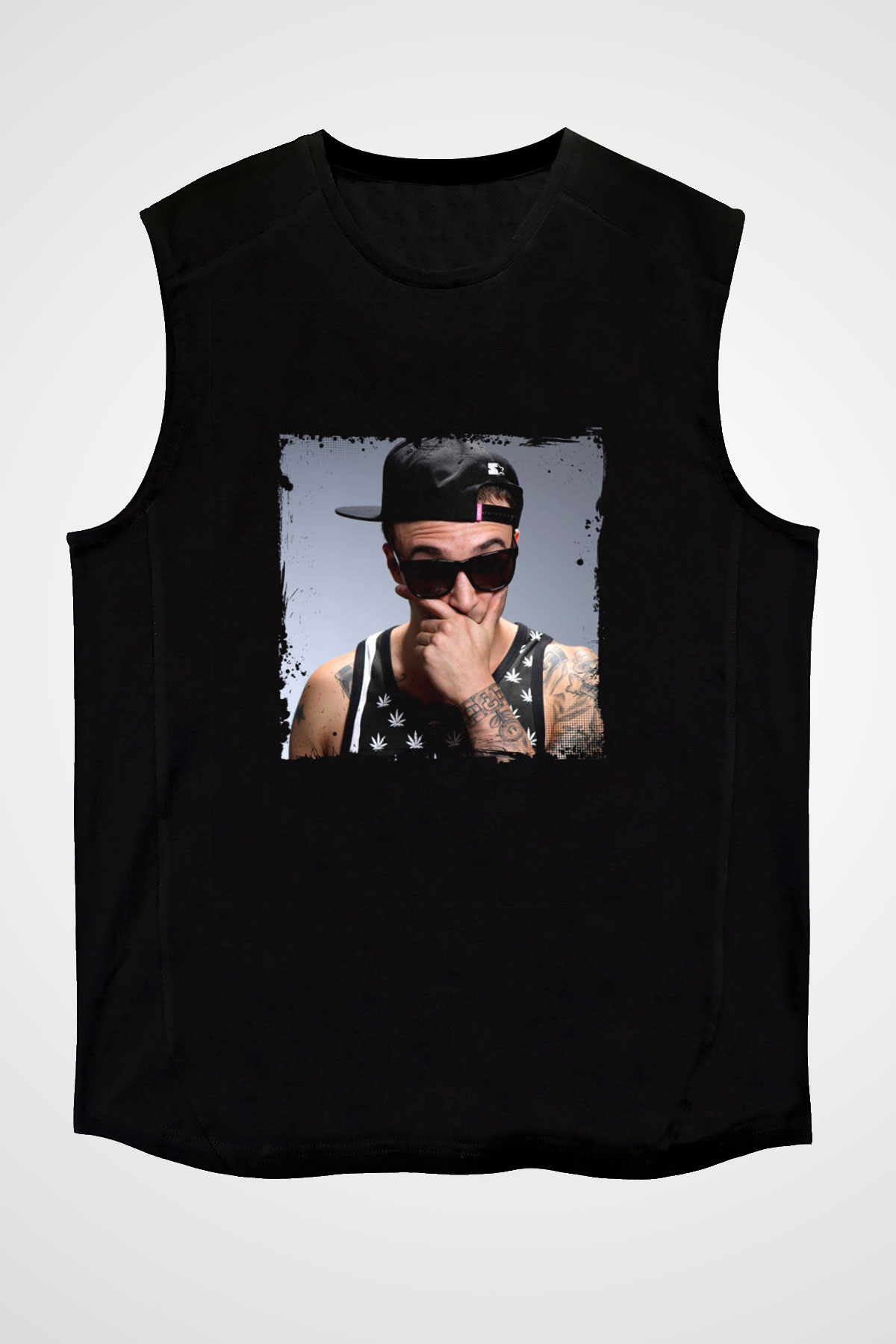 Chris Webby Baskılı Unisex Siyah Kolsuz Tişört