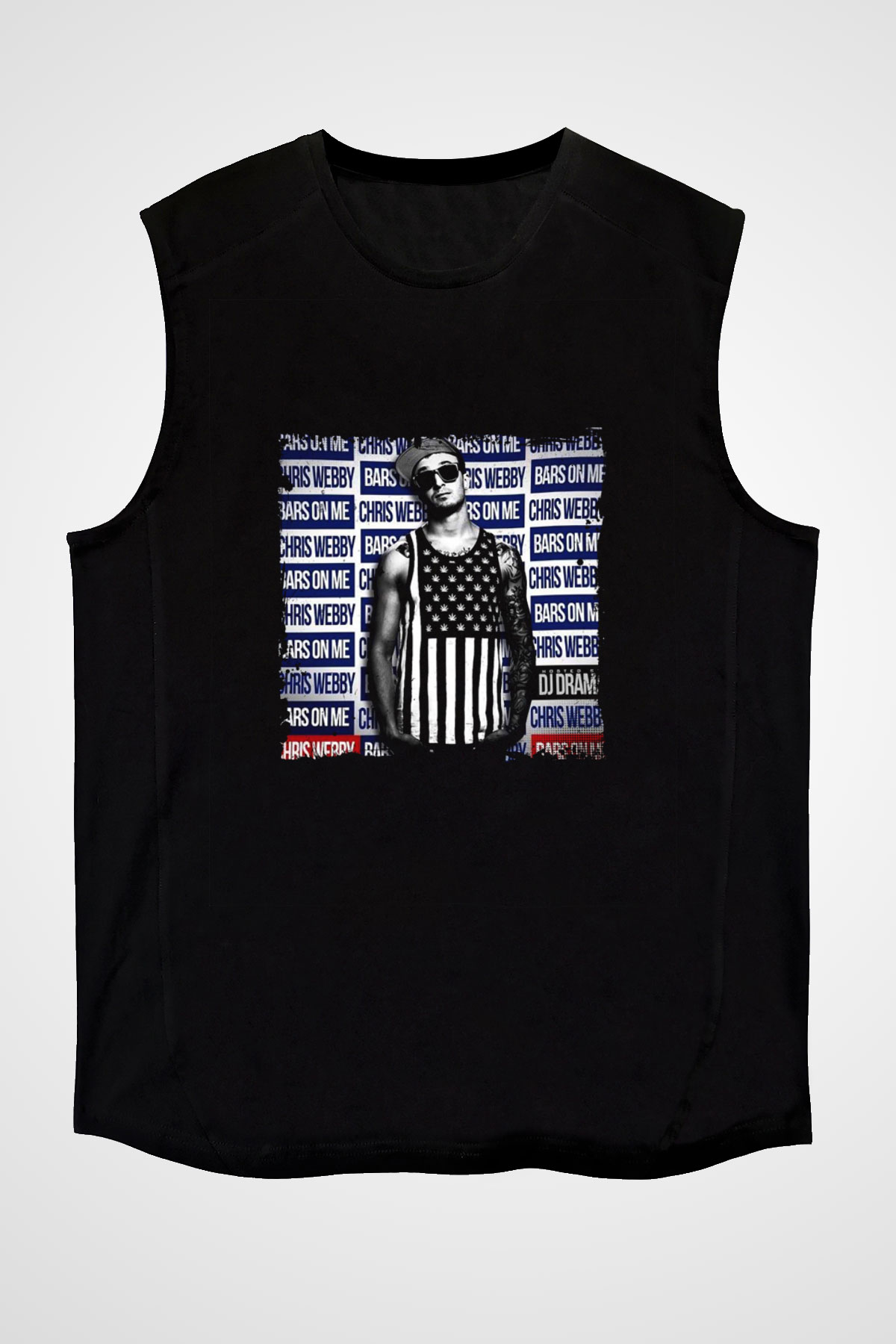 Chris Webby Baskılı Unisex Siyah Kolsuz Tişört