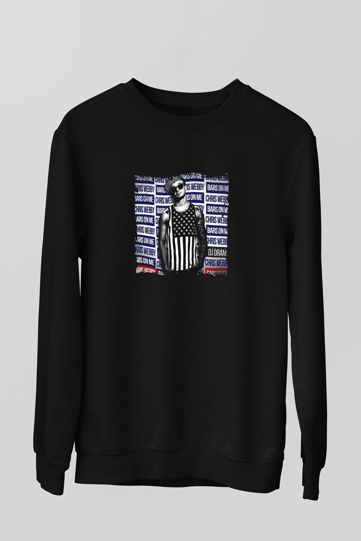 Chris Webby Baskılı Unisex Siyah Sweatshirt