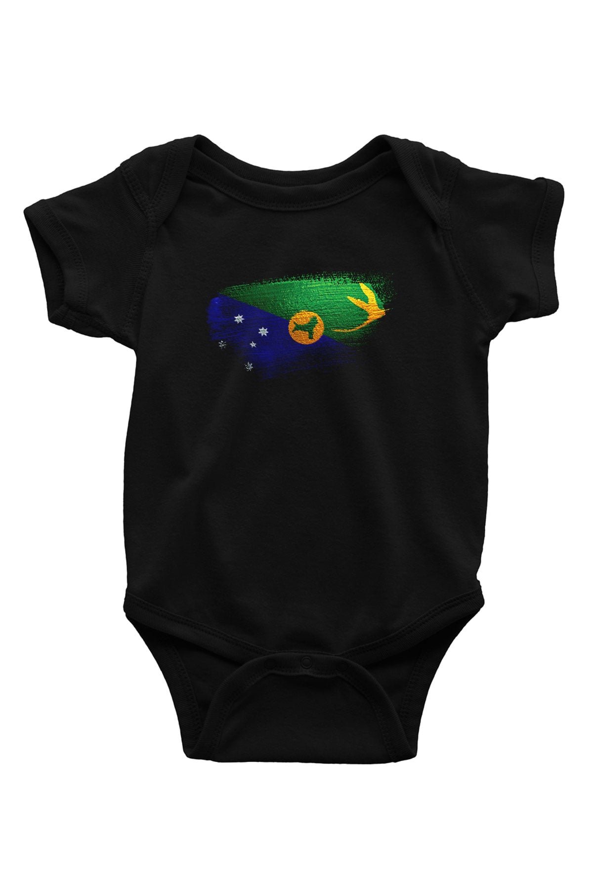 Christmas Adası - Christmas İsland Bayrağı Baskılı Unisex Siyah Bebek Body - Zıbın