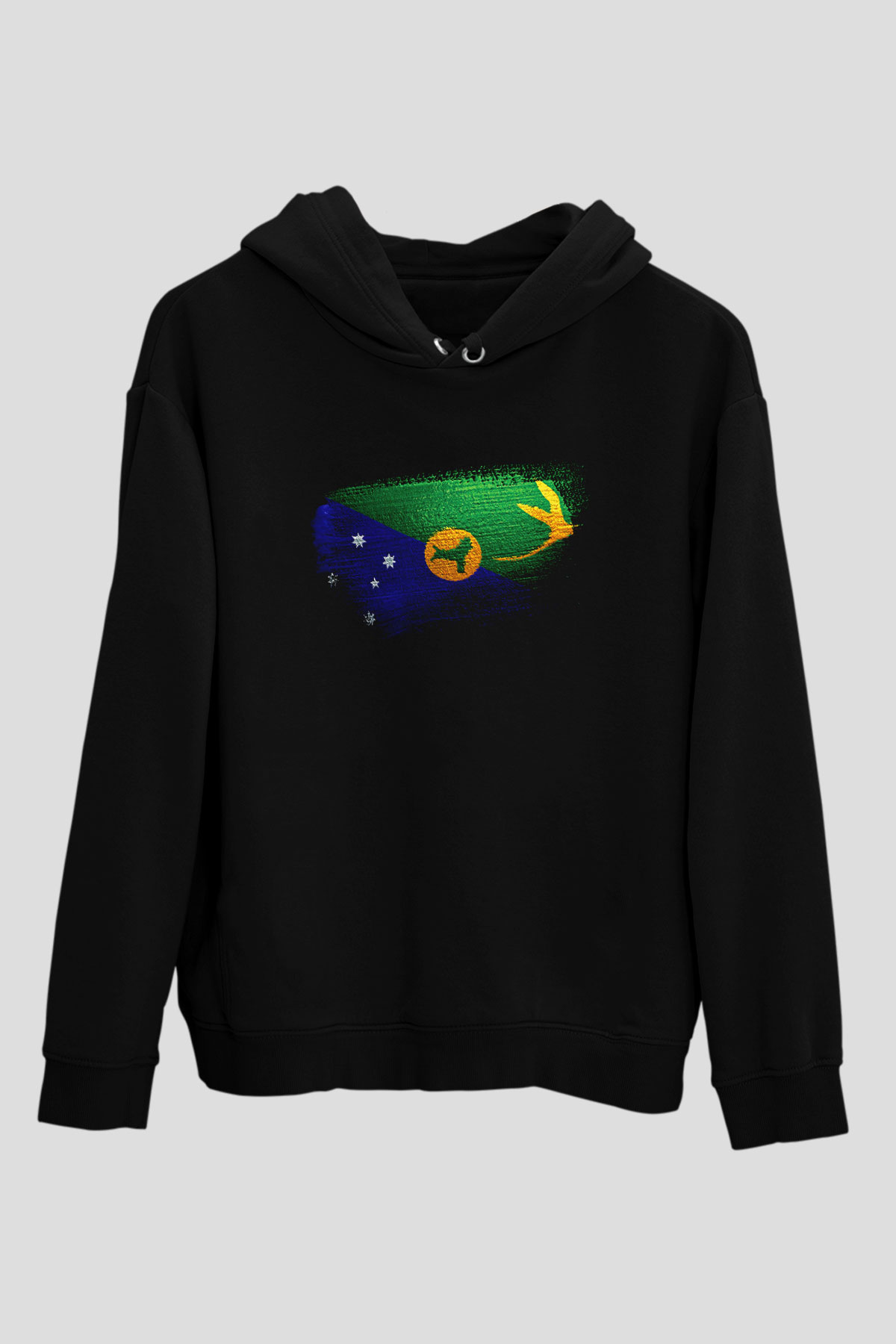 Christmas Adası - Christmas İsland Bayrağı Baskılı Unisex Siyah Hoodie