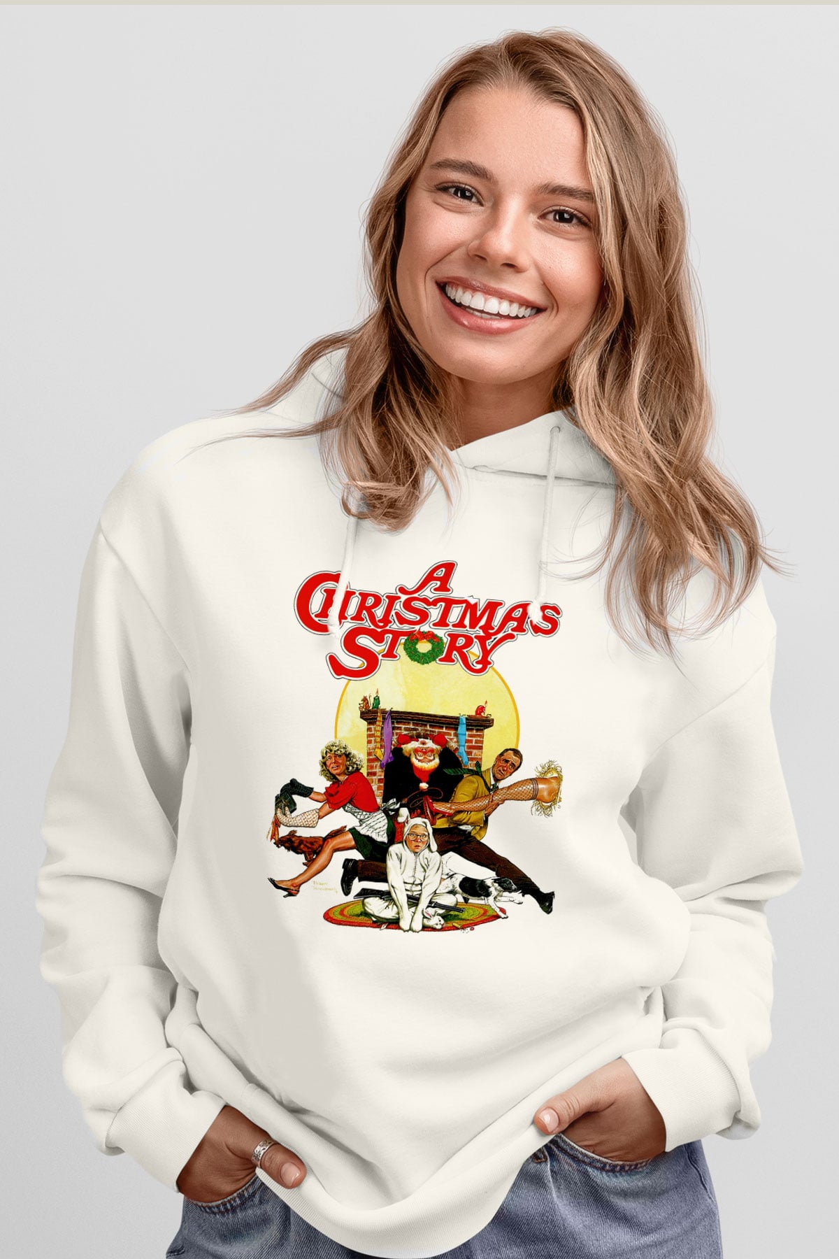 Christmas Story Beyaz Unisex Hoodie
