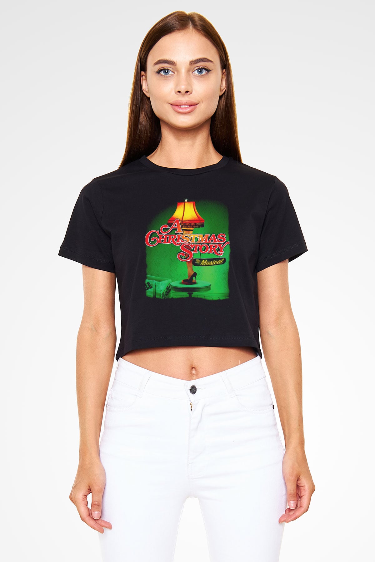 Christmas Story Siyah   Crop Top Tişört