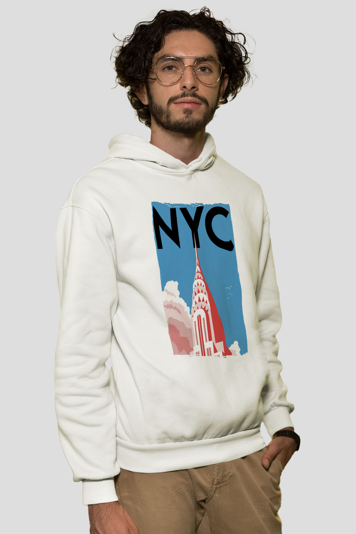 Chrysler Binası Beyaz Unisex Hoodie