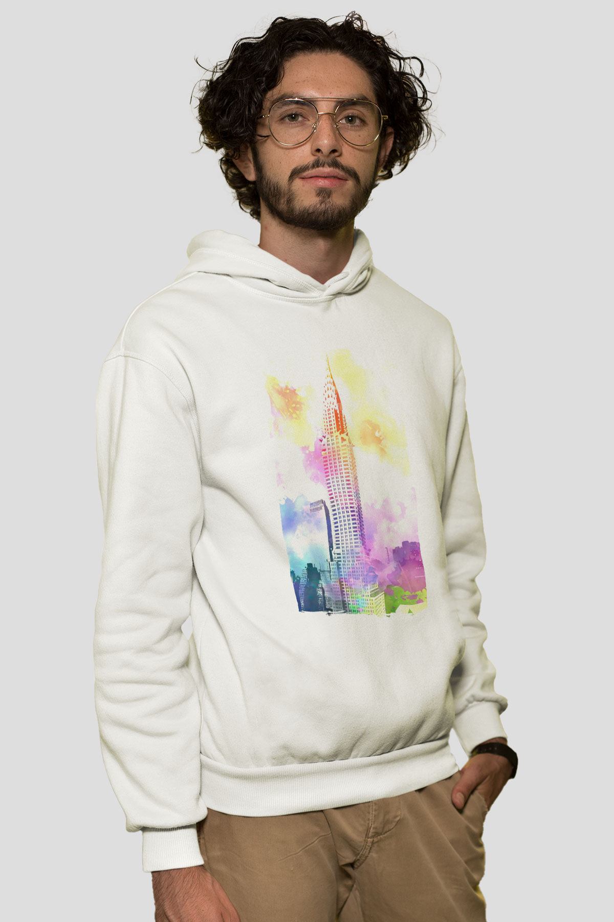 Chrysler Binası Beyaz Unisex Hoodie