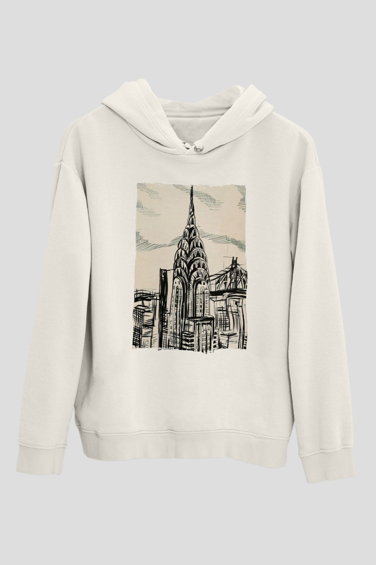Chrysler Binası Beyaz Unisex Hoodie