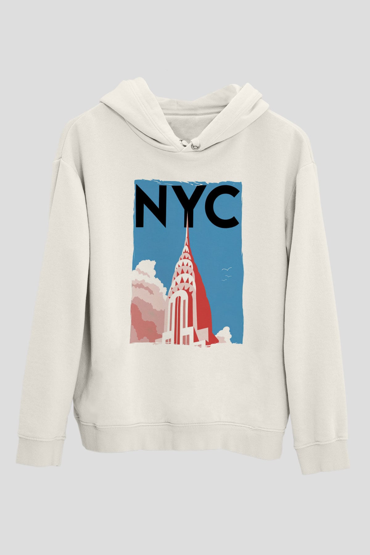 Chrysler Binası Beyaz Unisex Hoodie