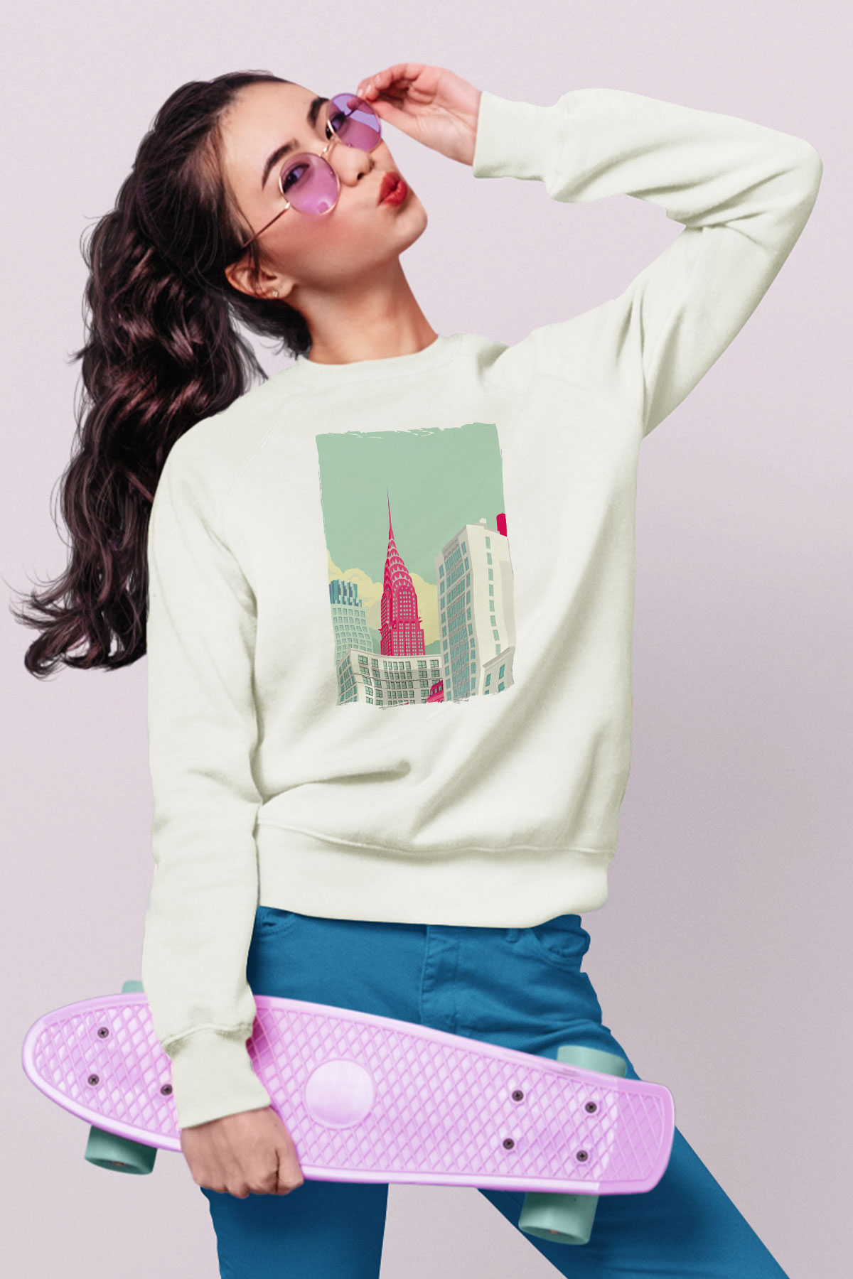 Chrysler Binası Beyaz Unisex Sweatshirt