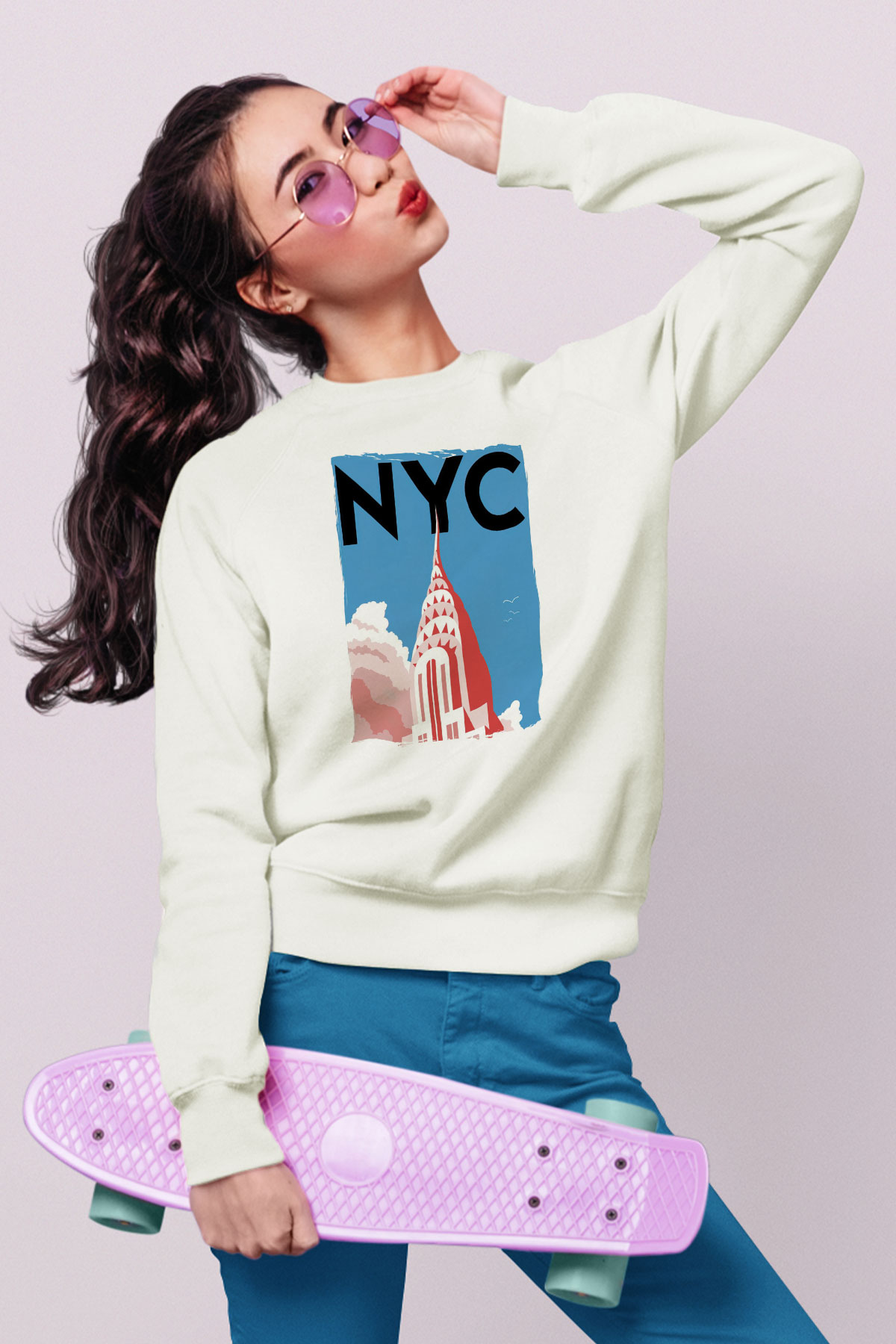 Chrysler Binası Beyaz Unisex Sweatshirt