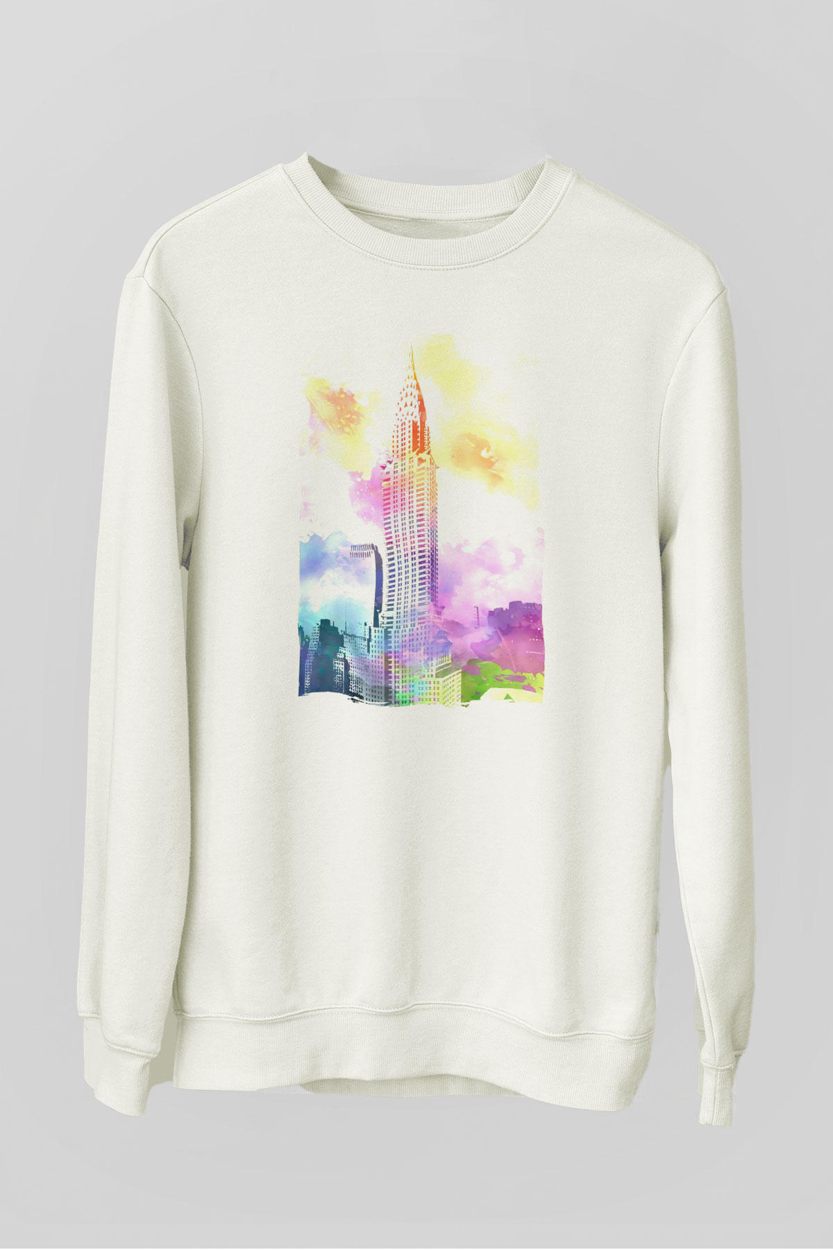 Chrysler Binası Beyaz Unisex Sweatshirt
