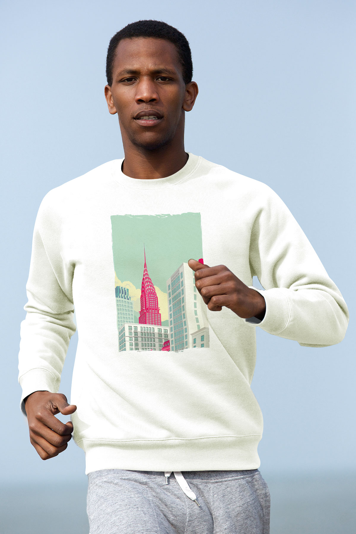 Chrysler Binası Beyaz Unisex Sweatshirt