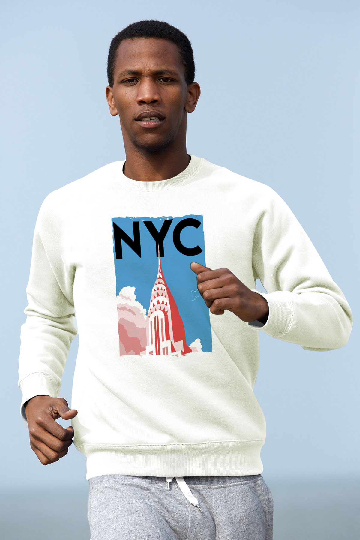 Chrysler Binası Beyaz Unisex Sweatshirt