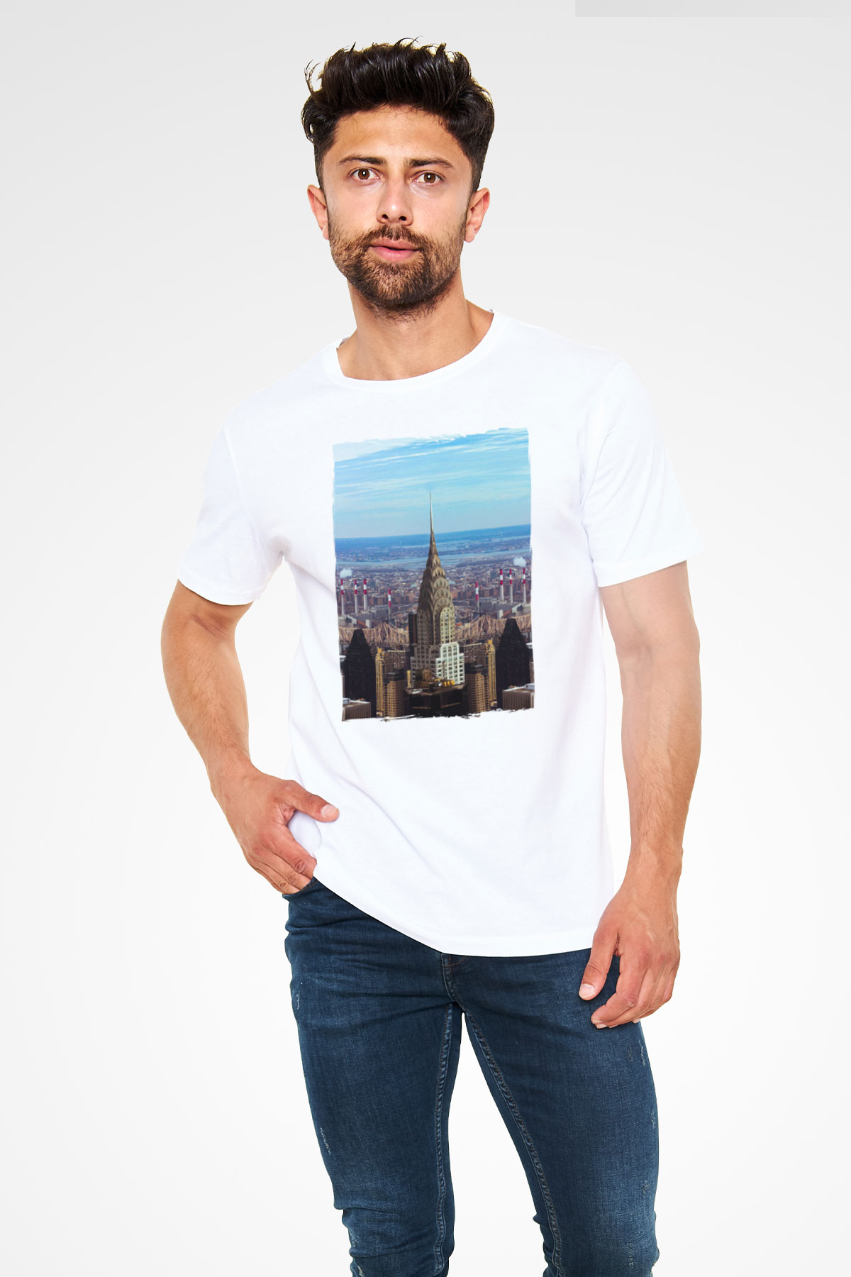 Chrysler Binası Beyaz Unisex Tişört T-Shirt - TişörtFabrikası
