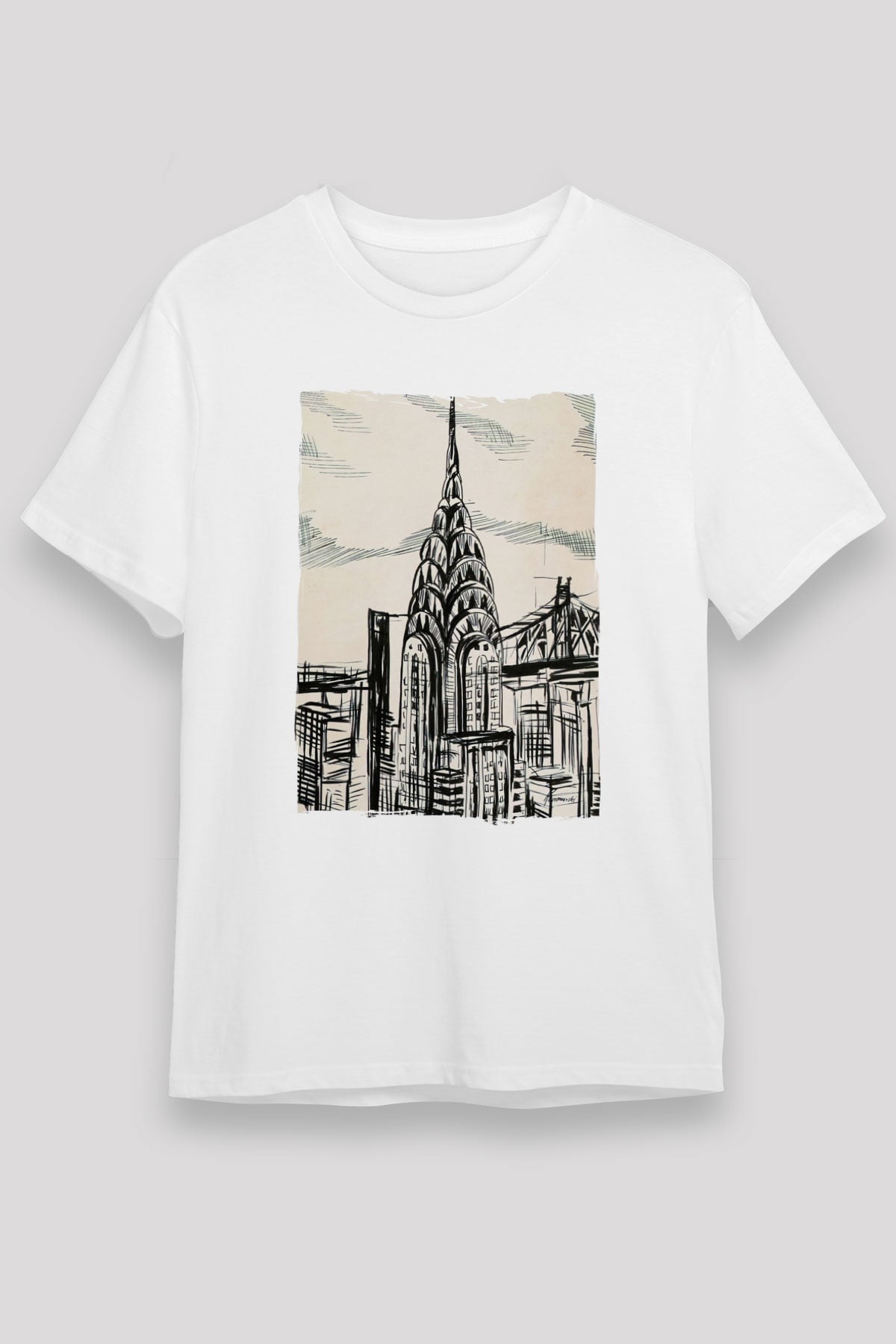 Chrysler Binası Beyaz Unisex Tişört T-Shirt - TişörtFabrikası