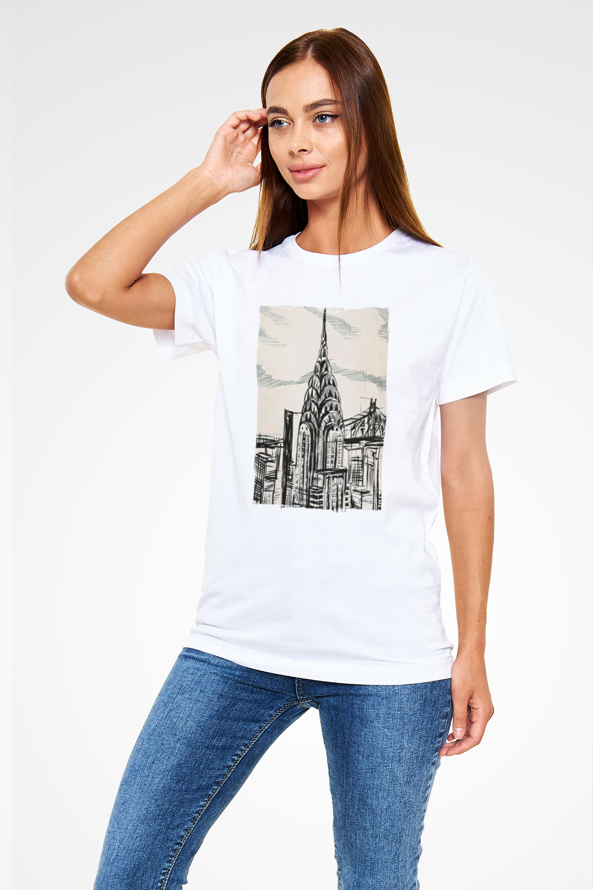 Chrysler Binası Beyaz Unisex Tişört T-Shirt - TişörtFabrikası