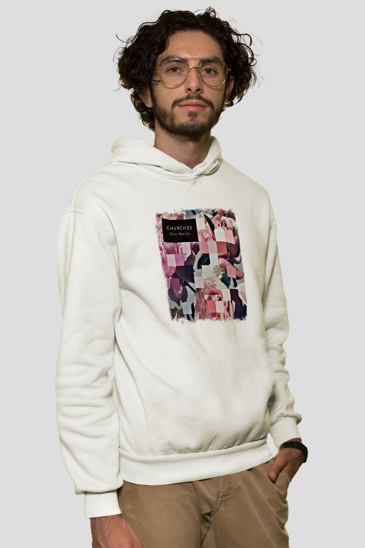 CHVRCHES Baskılı Unisex Beyaz Hoodie