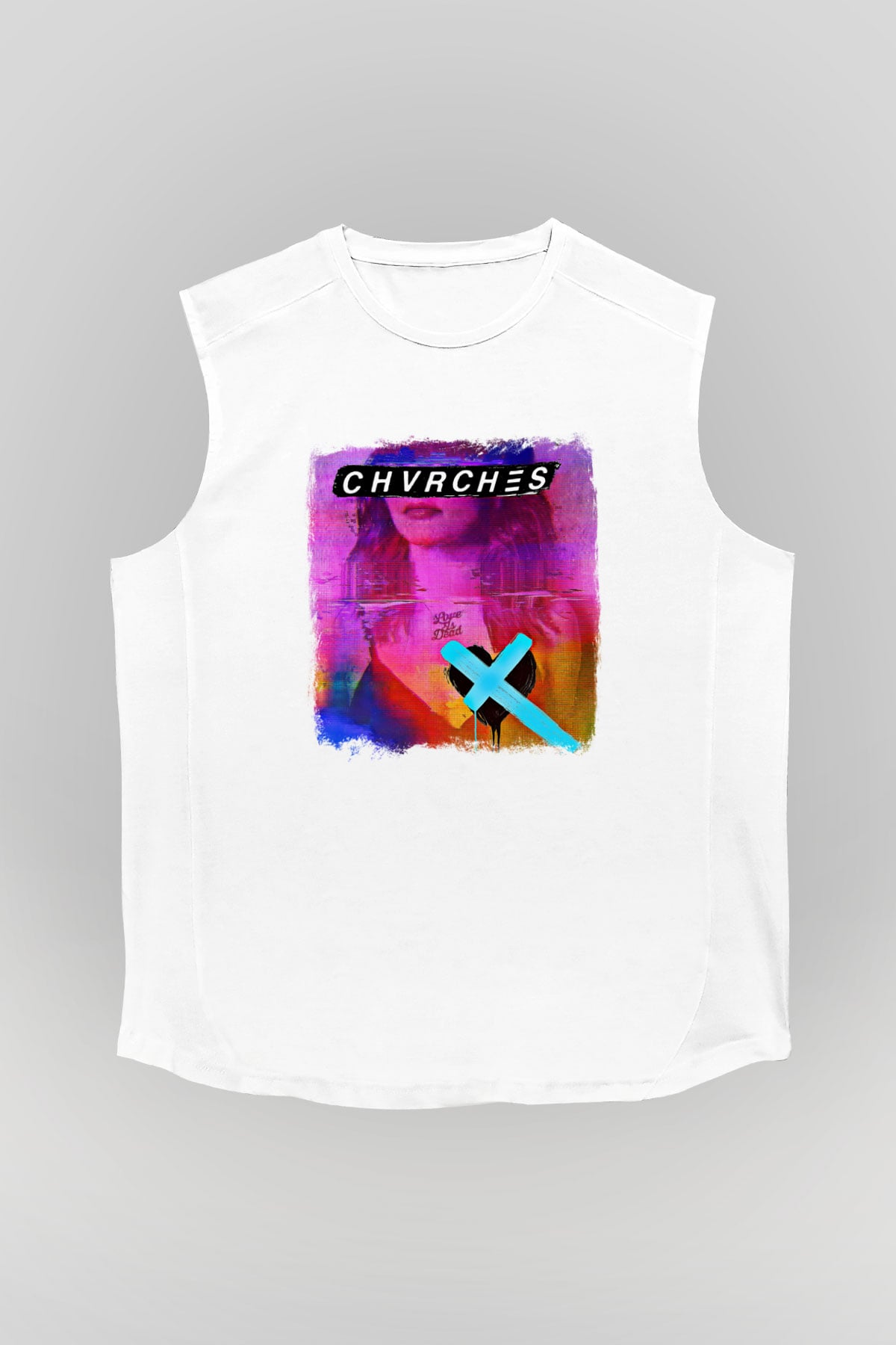 CHVRCHES Baskılı Unisex Beyaz Kolsuz Tişört