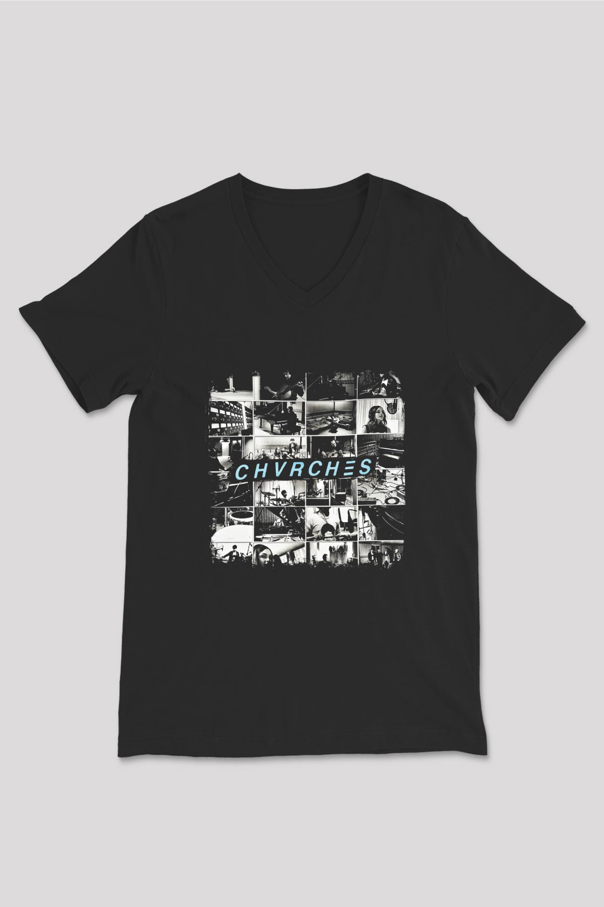 CHVRCHES Baskılı Unisex Siyah V Yaka Tişört