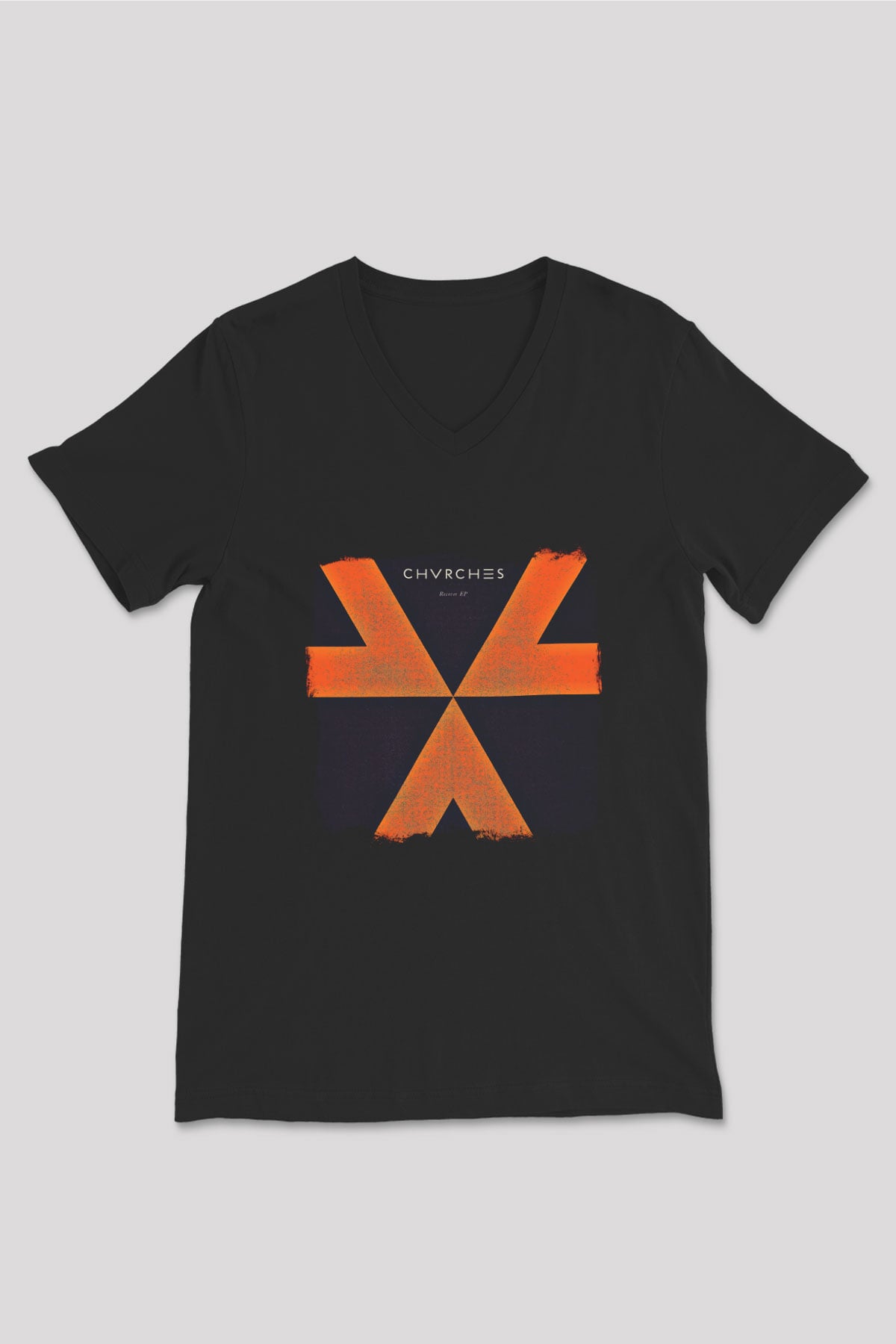 CHVRCHES Baskılı Unisex Siyah V Yaka Tişört