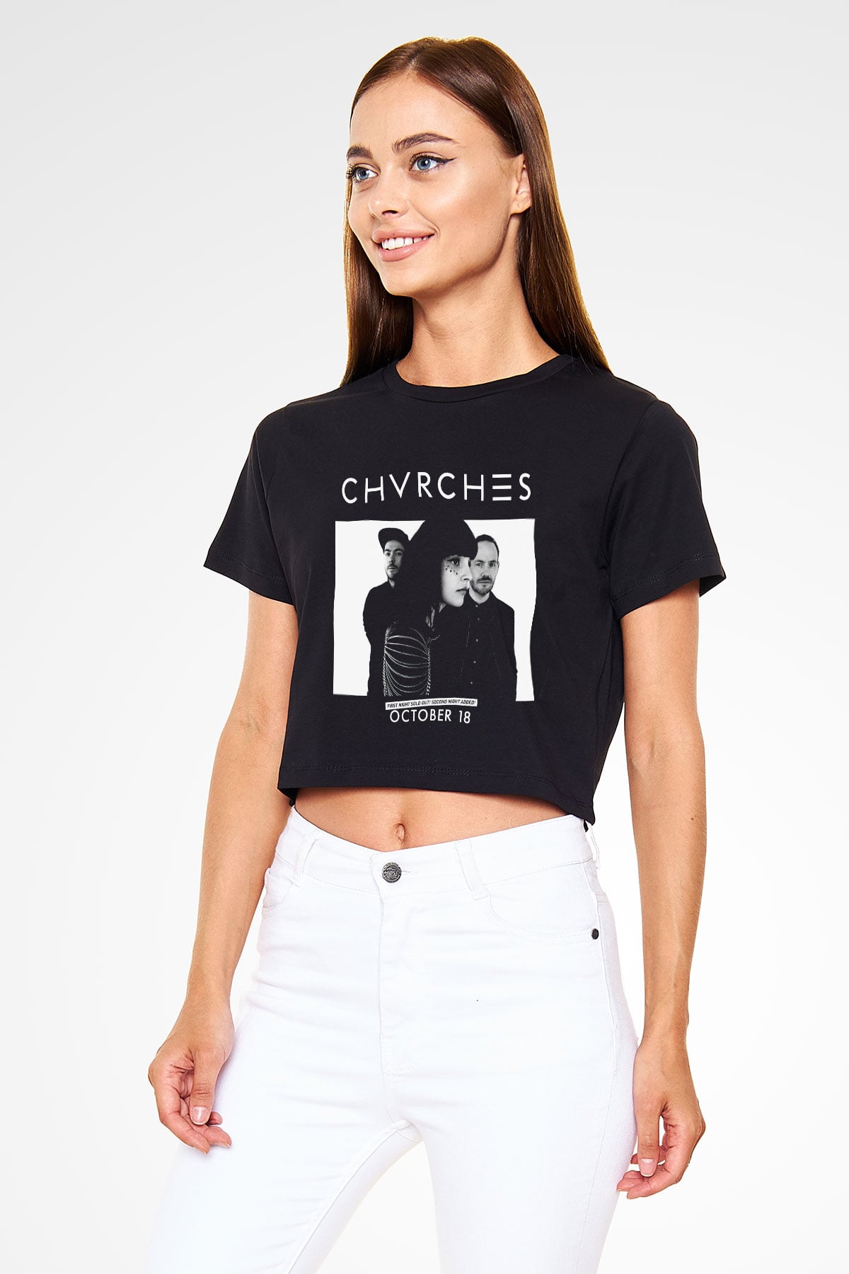 CHVRCHES Siyah Crop Top Tişört