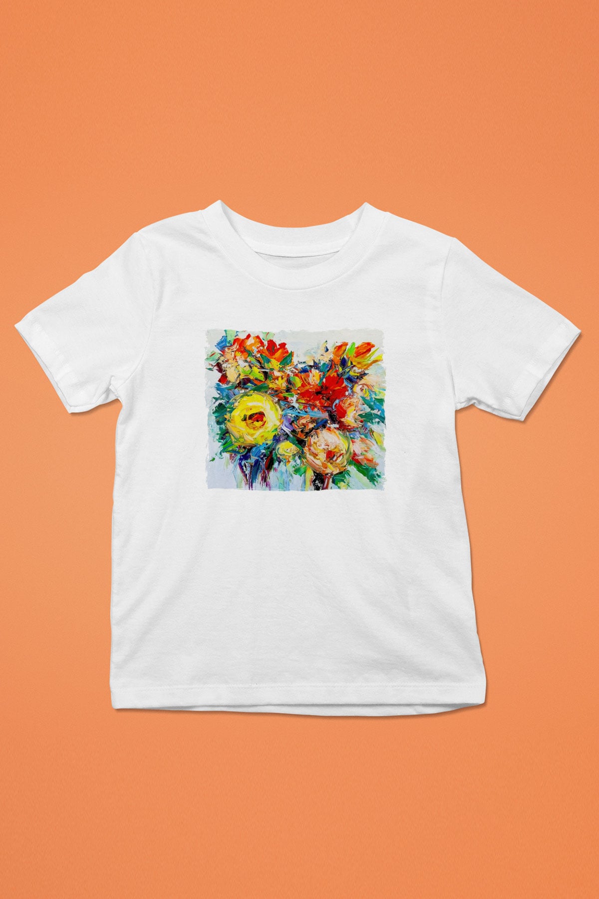 Çiçek Beyaz Unisex Çocuk Tişört