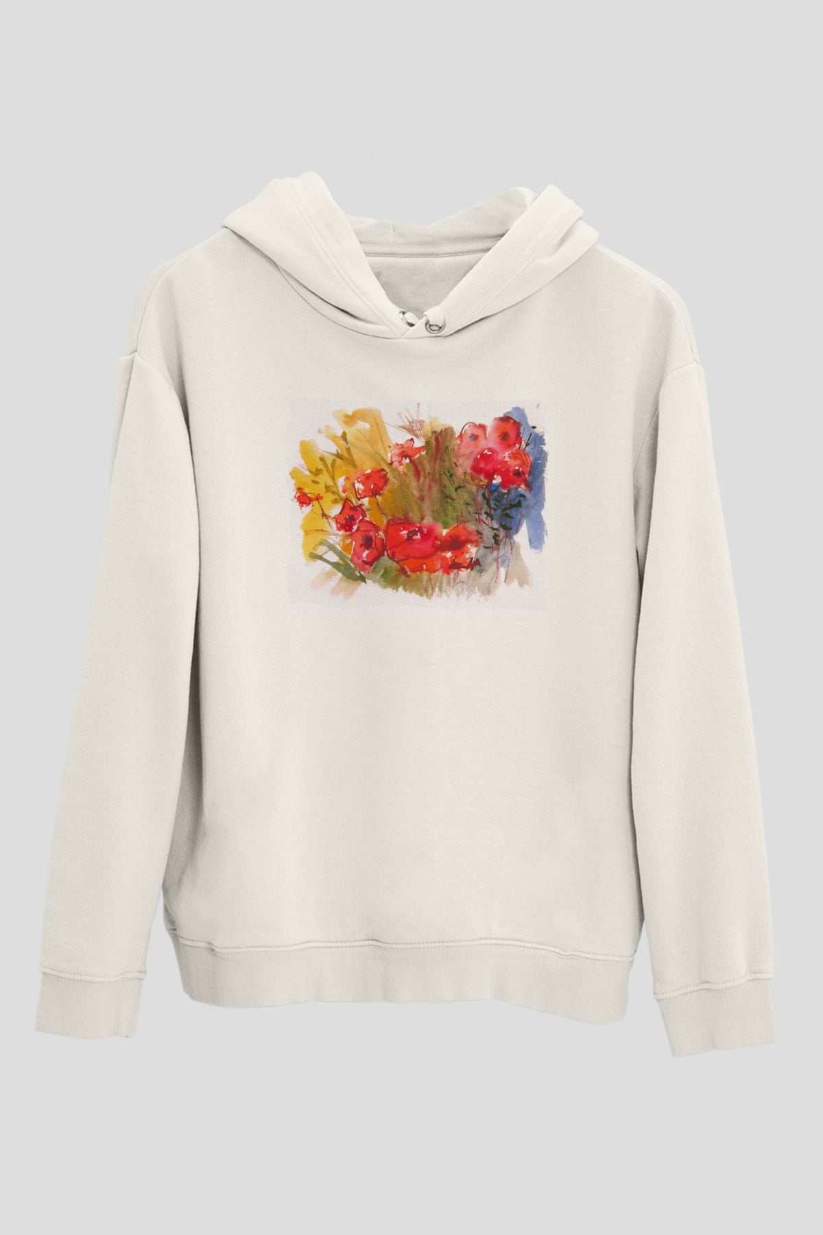 Çiçek Beyaz Unisex Hoodie
