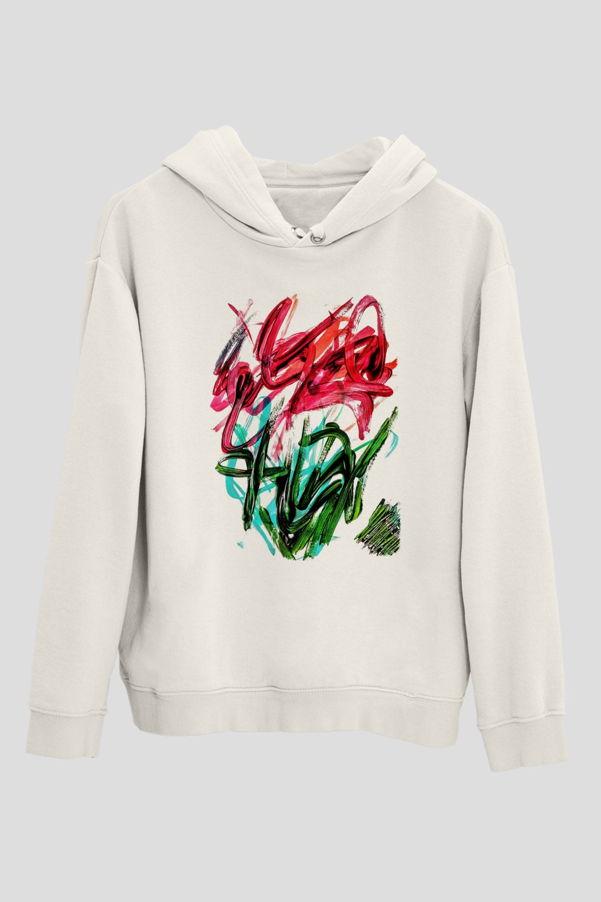 Çiçek Beyaz Unisex Kapşonlu Sweatshirt