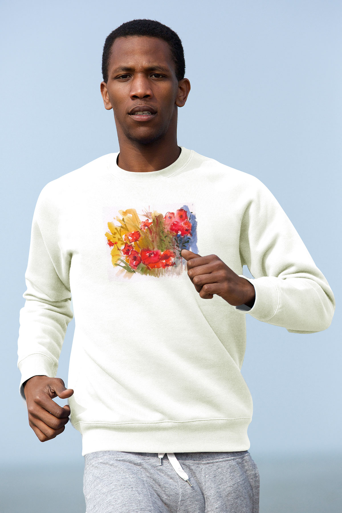Çiçek Beyaz Unisex Sweatshirt