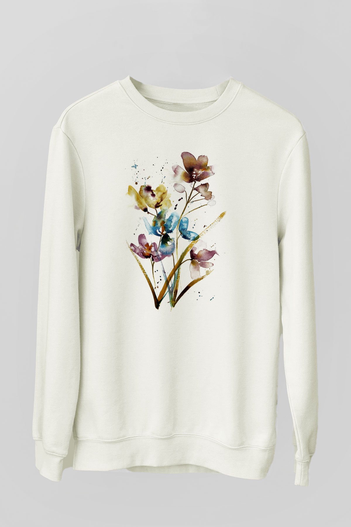 Çiçek Beyaz Unisex Sweatshirt