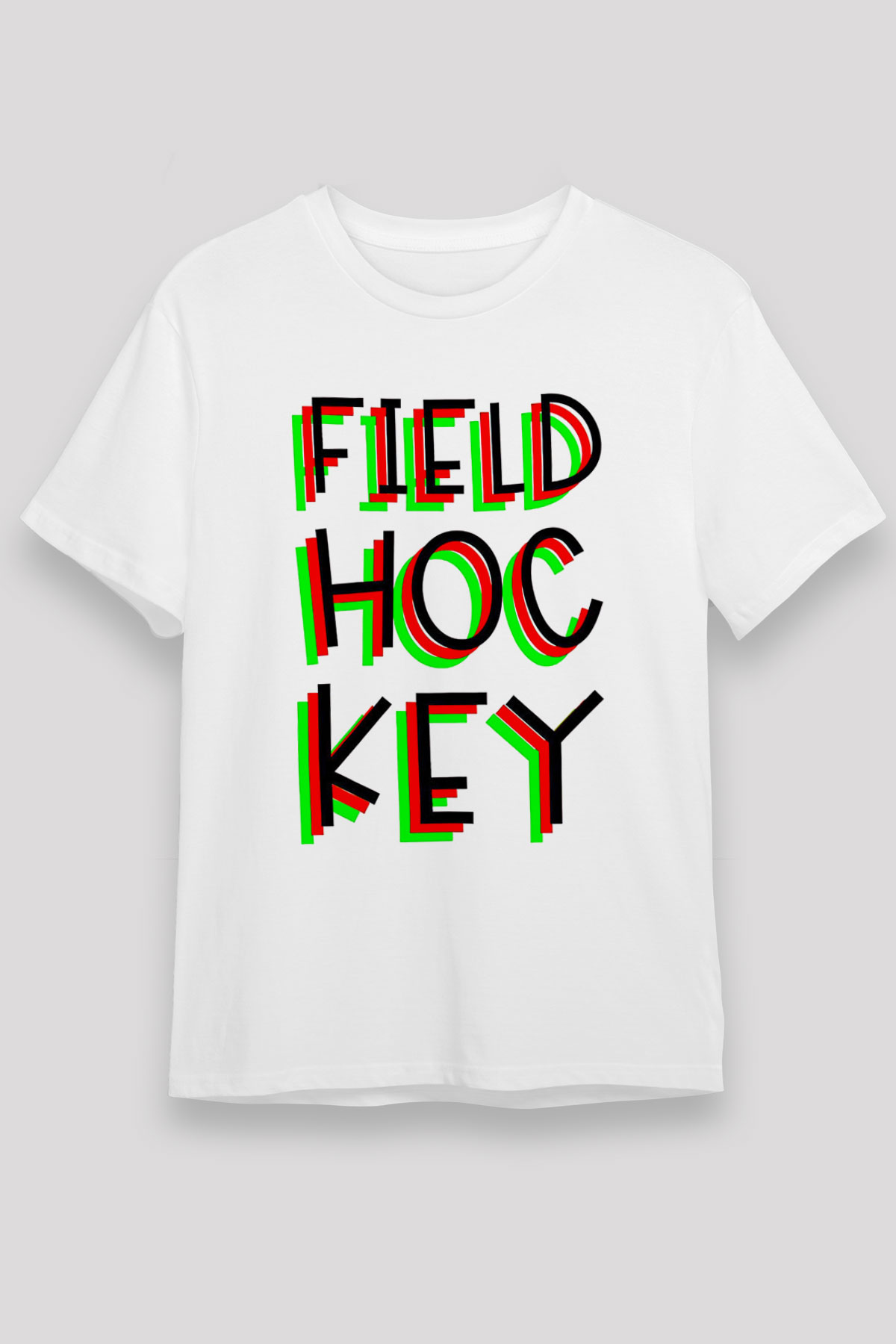 Çim Hokeyi Baskılı Unisex Beyaz Tişört - Tshirt