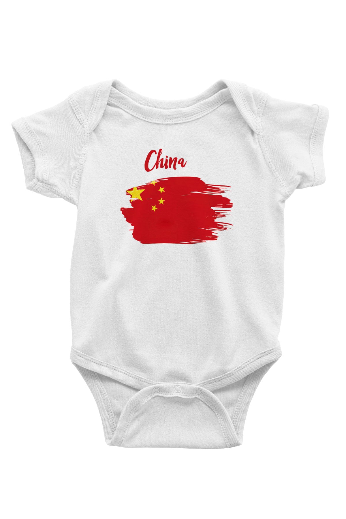 Çin Baskılı Beyaz Unisex Bebek Body - Zıbın