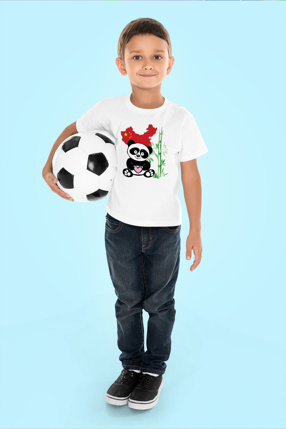 Çin Baskılı Beyaz Unisex Çocuk Tişört
