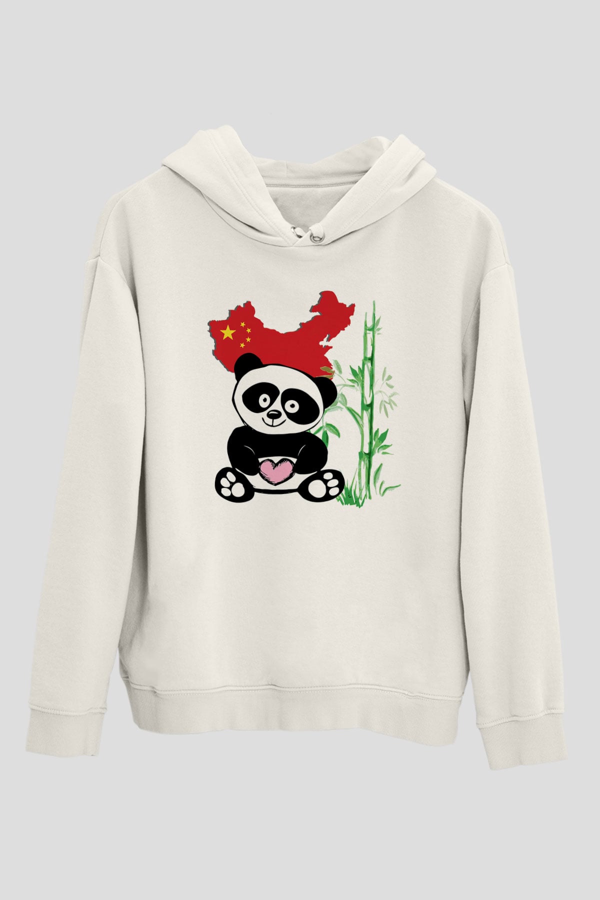 Çin Beyaz Unisex Kapşonlu Sweatshirt