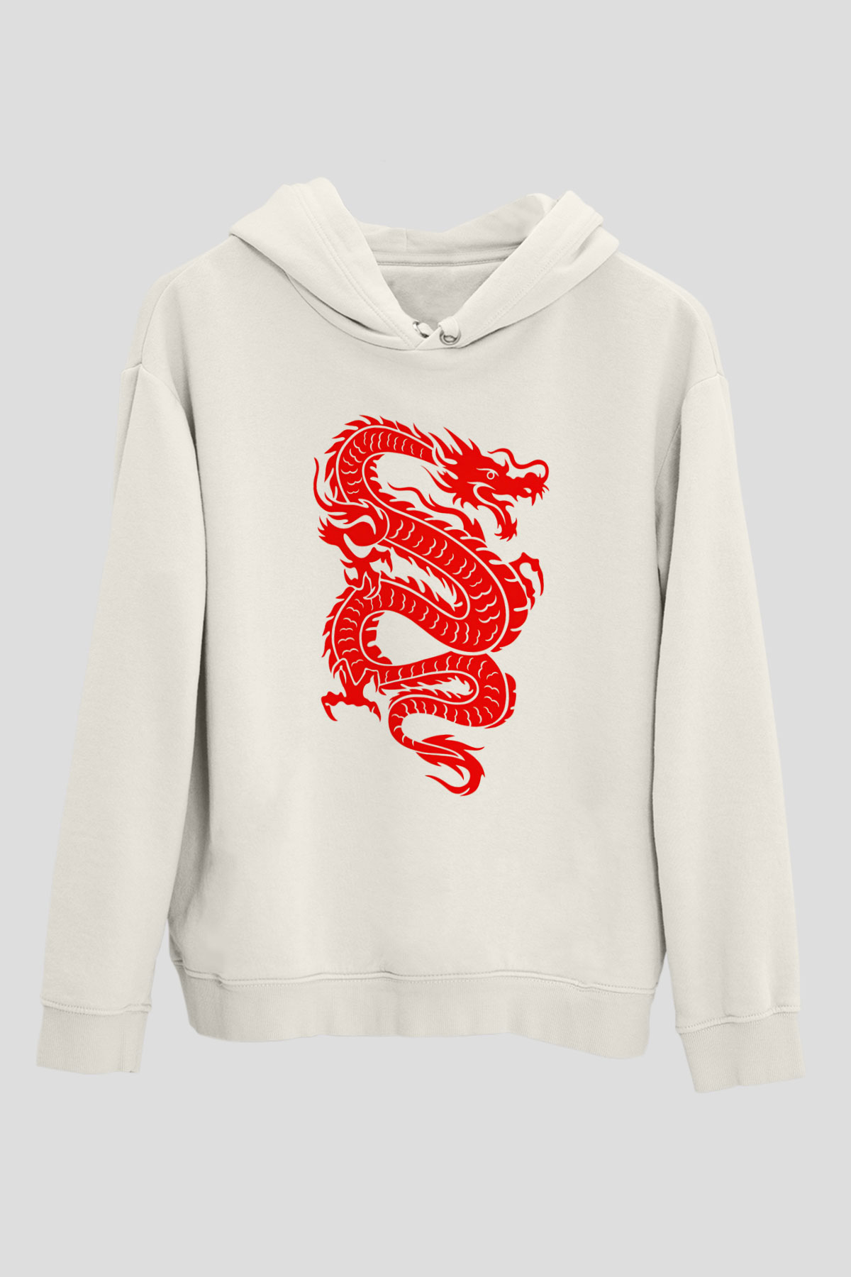 Çin Beyaz Unisex Kapşonlu Sweatshirt