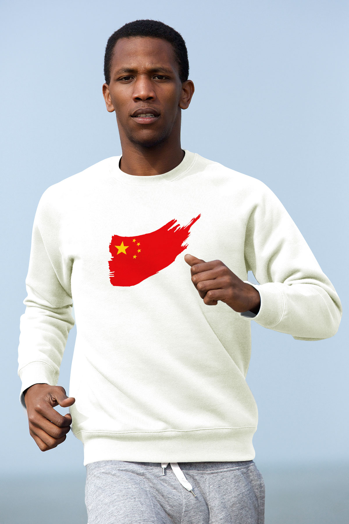 Çin Beyaz Unisex Sweatshirt