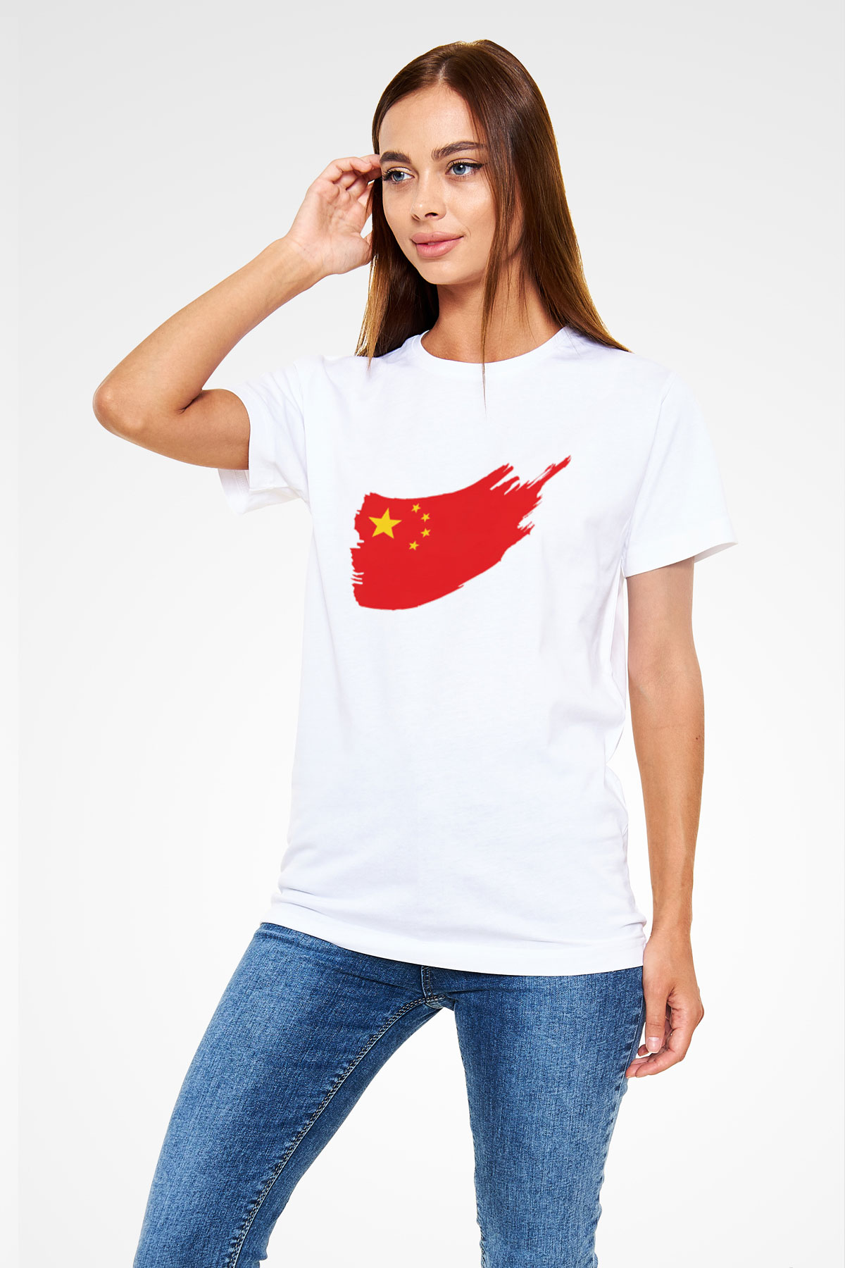 Çin Beyaz Unisex Tişört T-Shirt - TişörtFabrikası