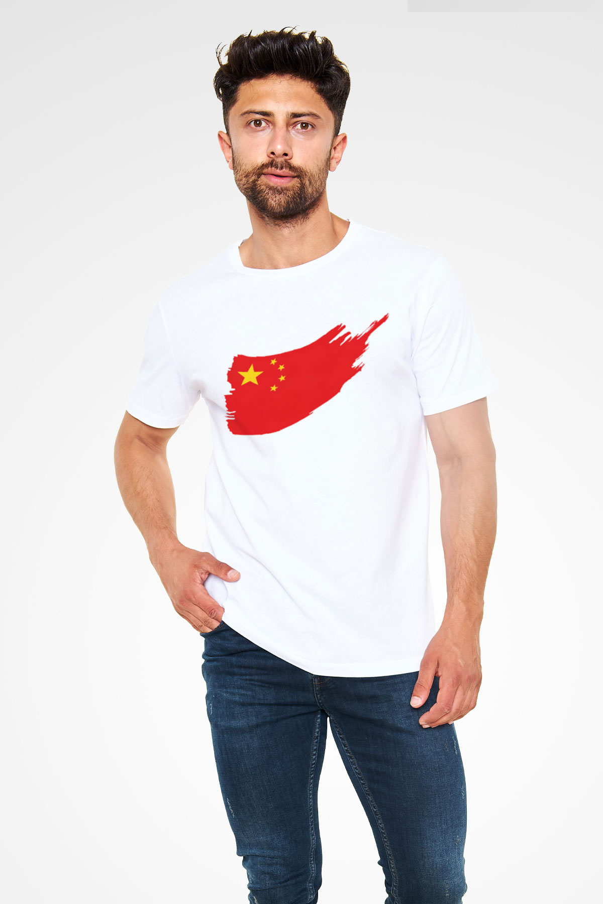 Çin Beyaz Unisex Tişört T-Shirt - TişörtFabrikası