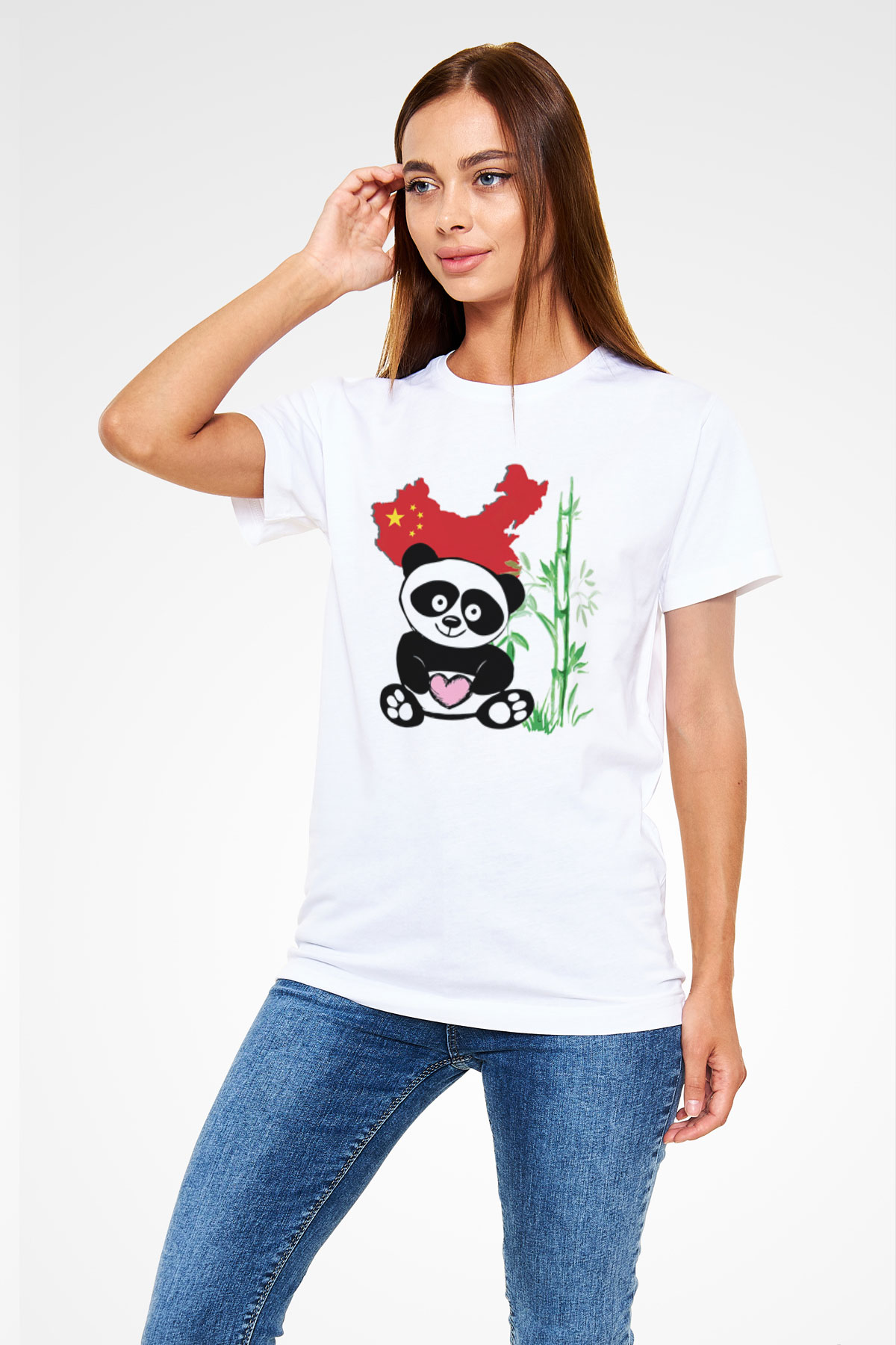 Çin Beyaz Unisex Tişört T-Shirt - TişörtFabrikası